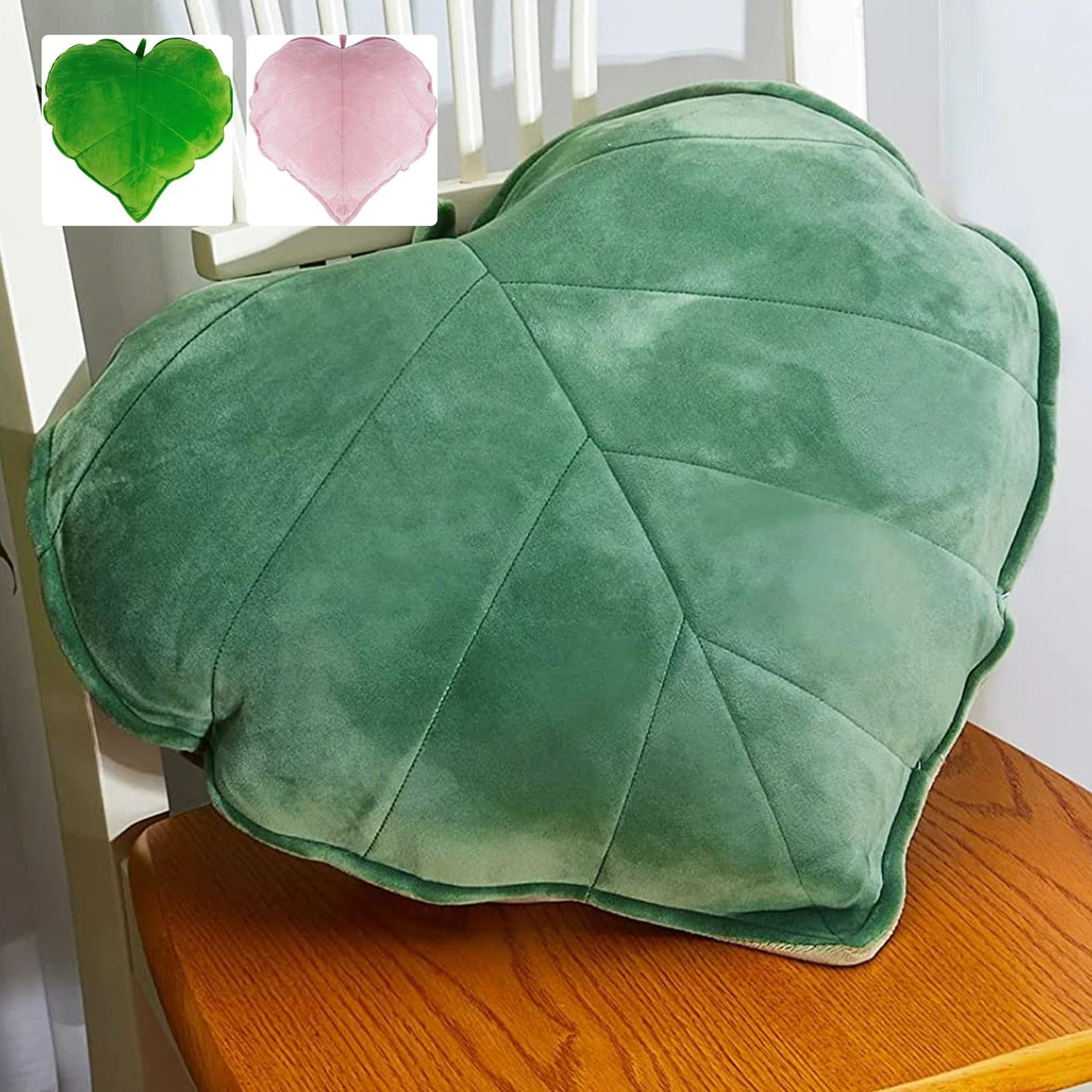 3d leaf throw pillow – decorative soft plush plant shaped cushion and backrest