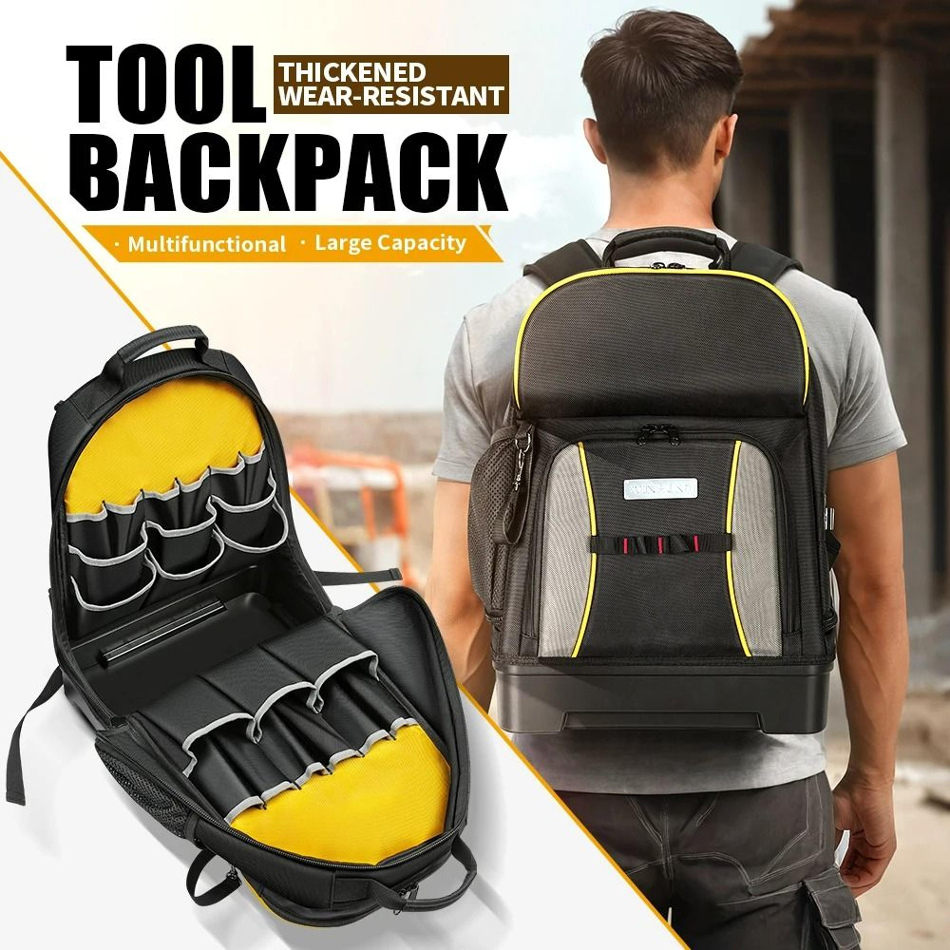tool storage backpack – high-capacity multi-pocket organizer with waterproof molded base