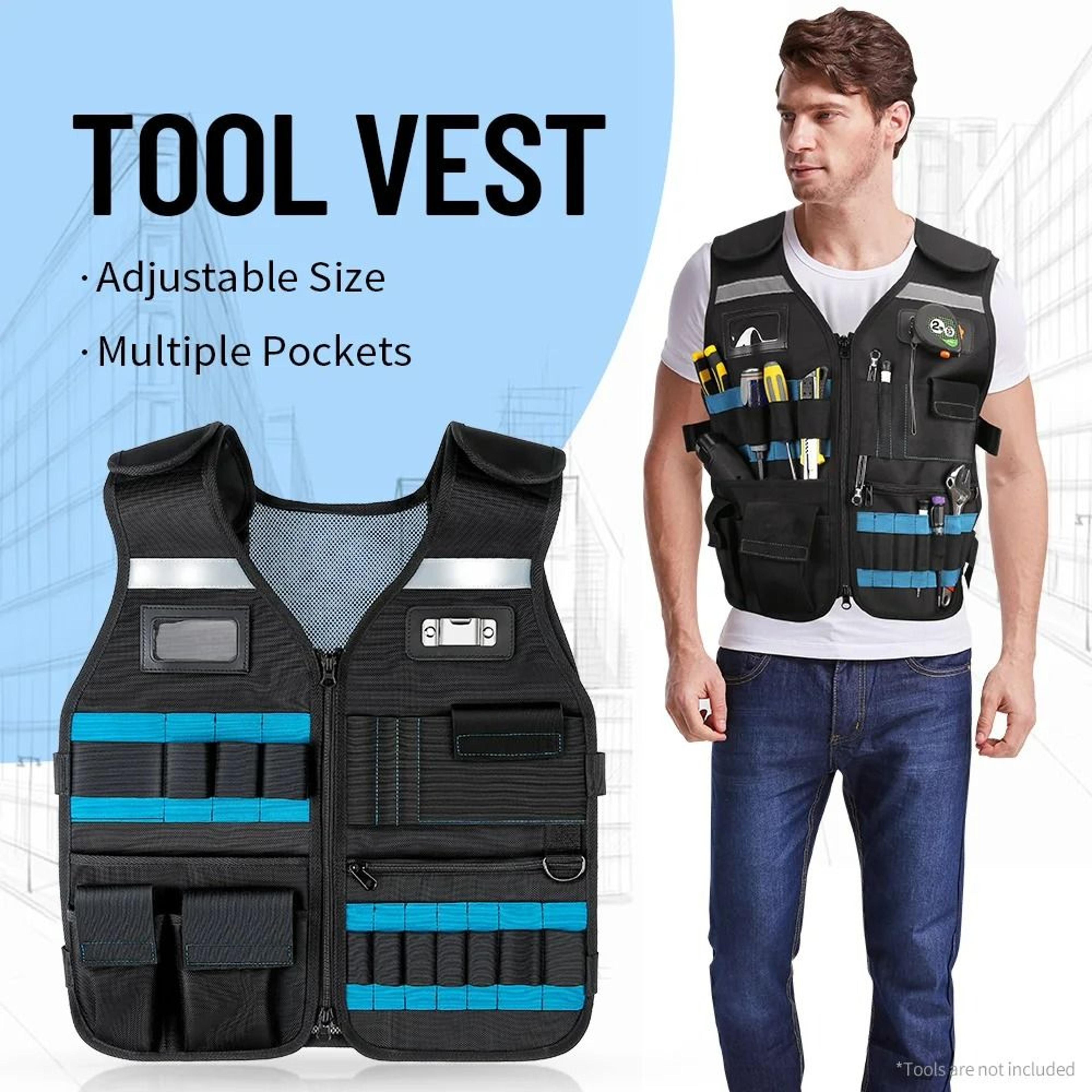 tool vest – adjustable multi-pocket utility apparel for electricians, carpenters, and handymen