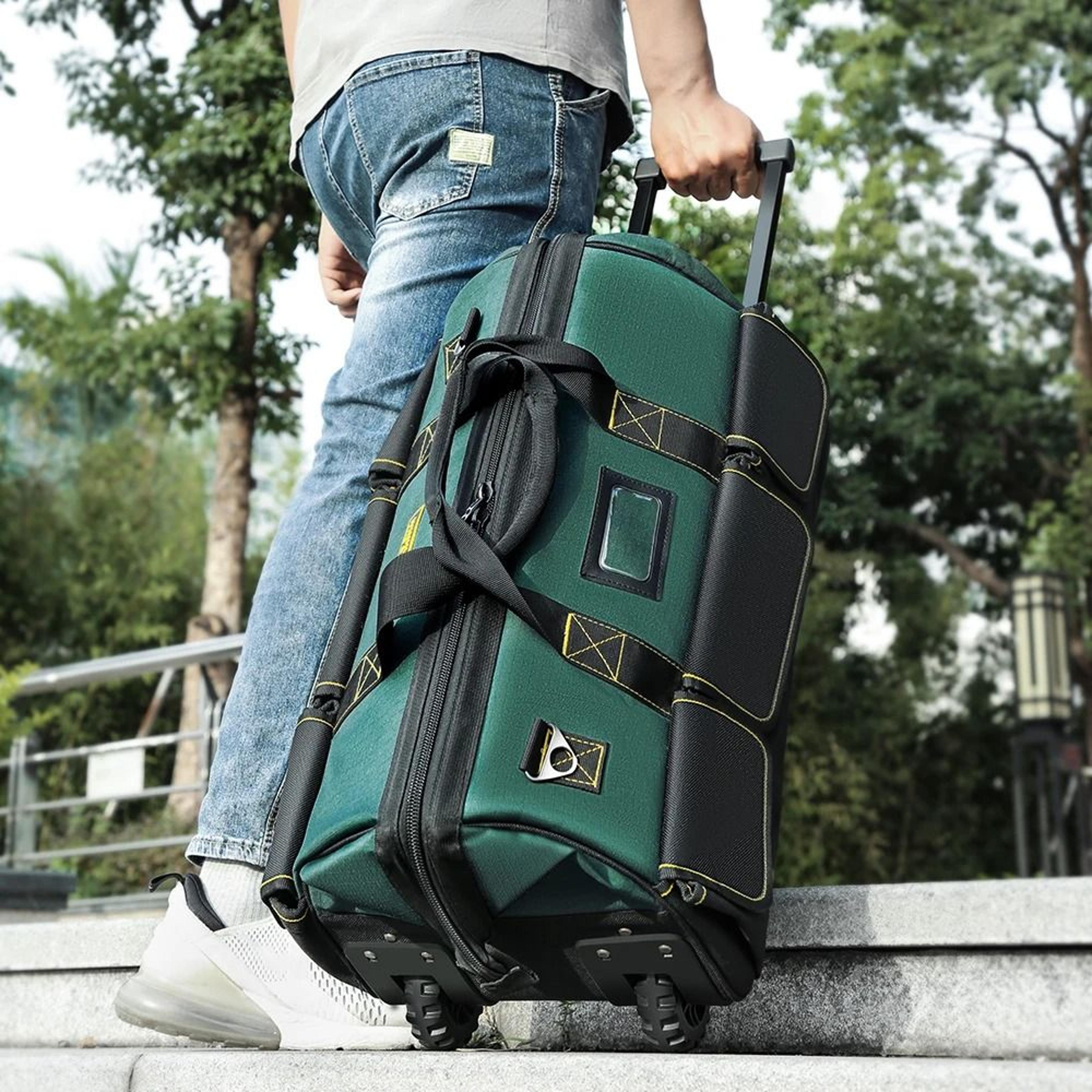 rolling tool bag – heavy-duty large capacity pull-rod storage case with durable wheels