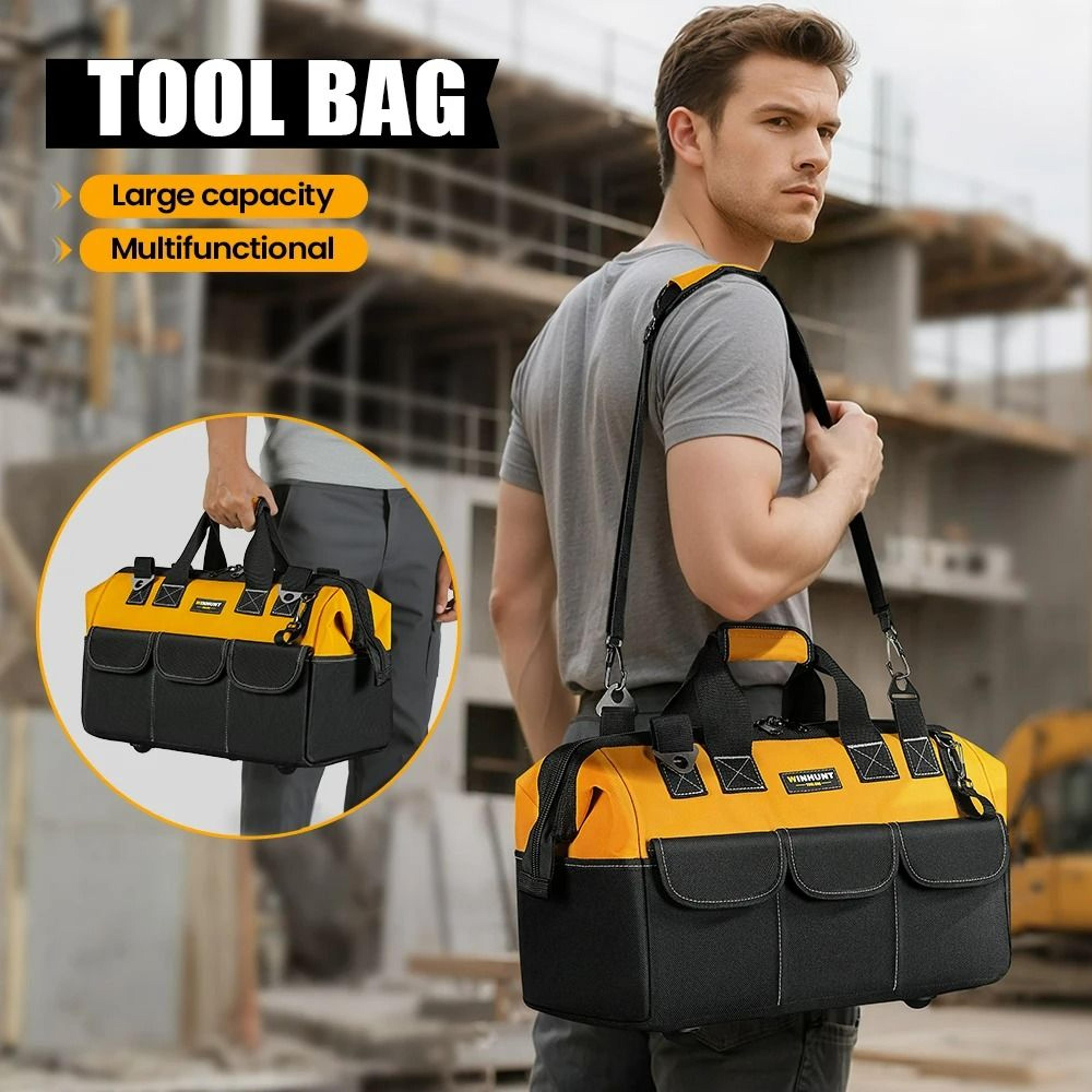 tool bag – 14-pocket portable empty storage box organizer with adjustable shoulder strap