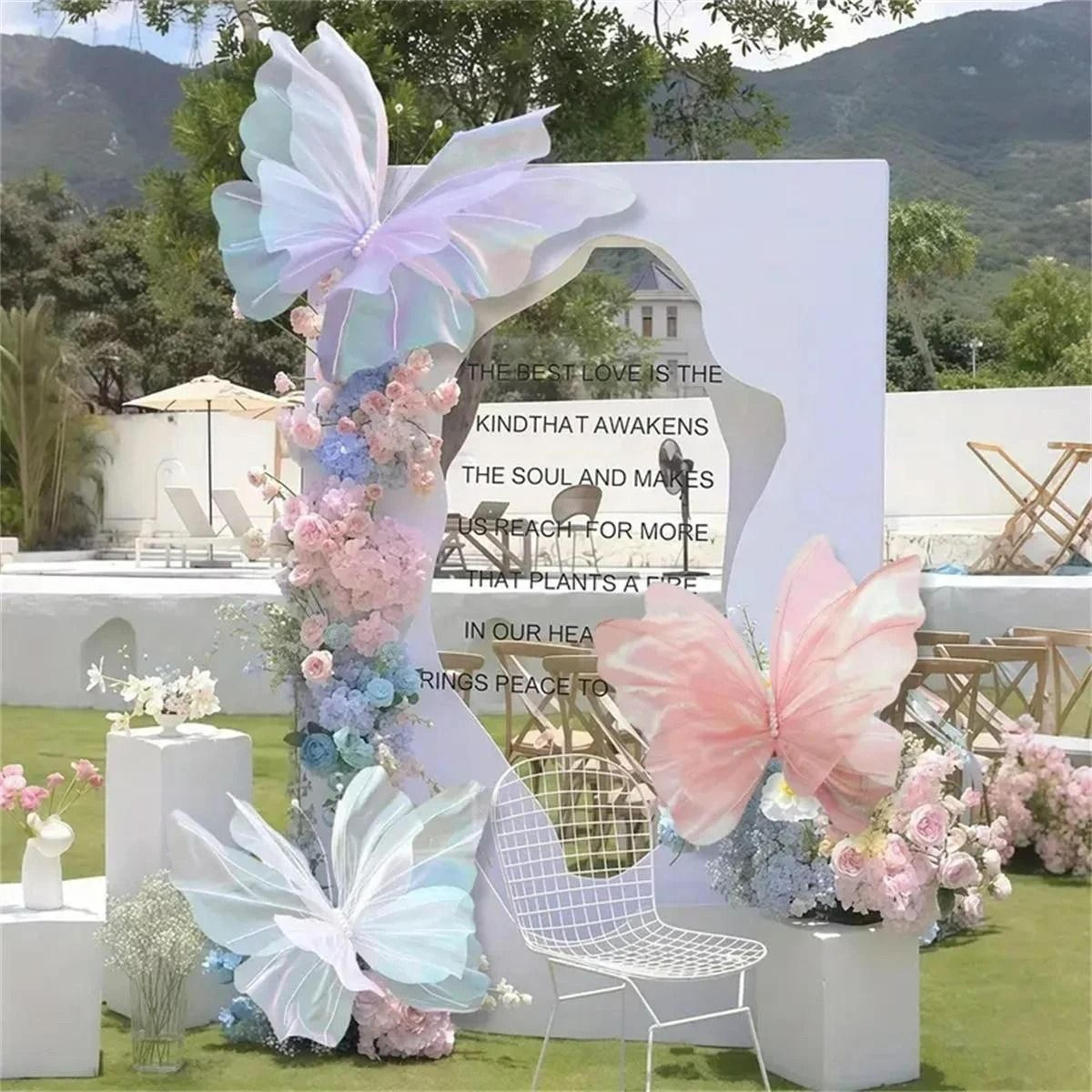 20-inch large 3d metallic butterfly wall decoration – elegant laser-cut faux butterfly accent for weddings & parties