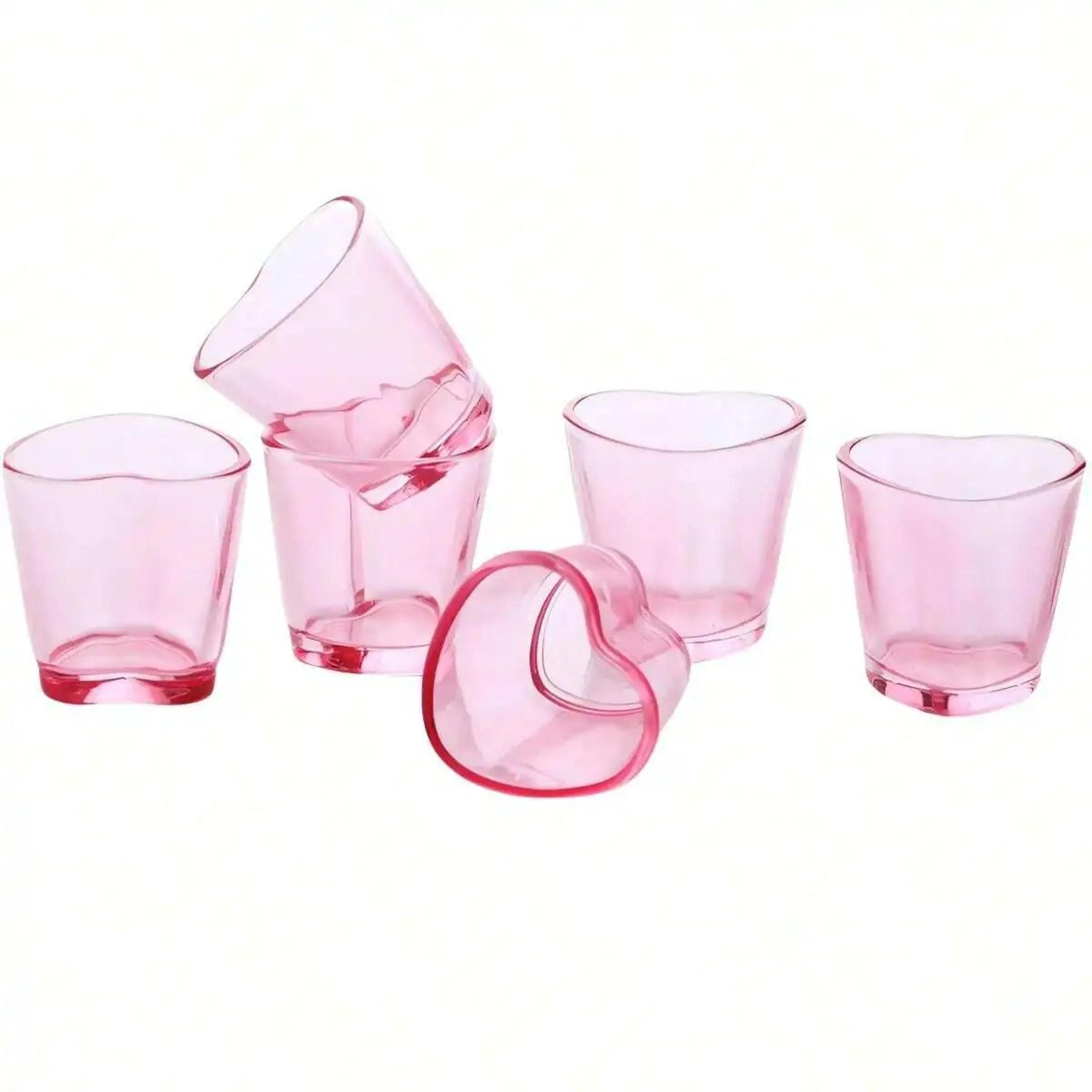 6-piece acrylic heart-shaped shot glass set – 1.5 oz clear mini tequila & whiskey cups for valentine's day parties