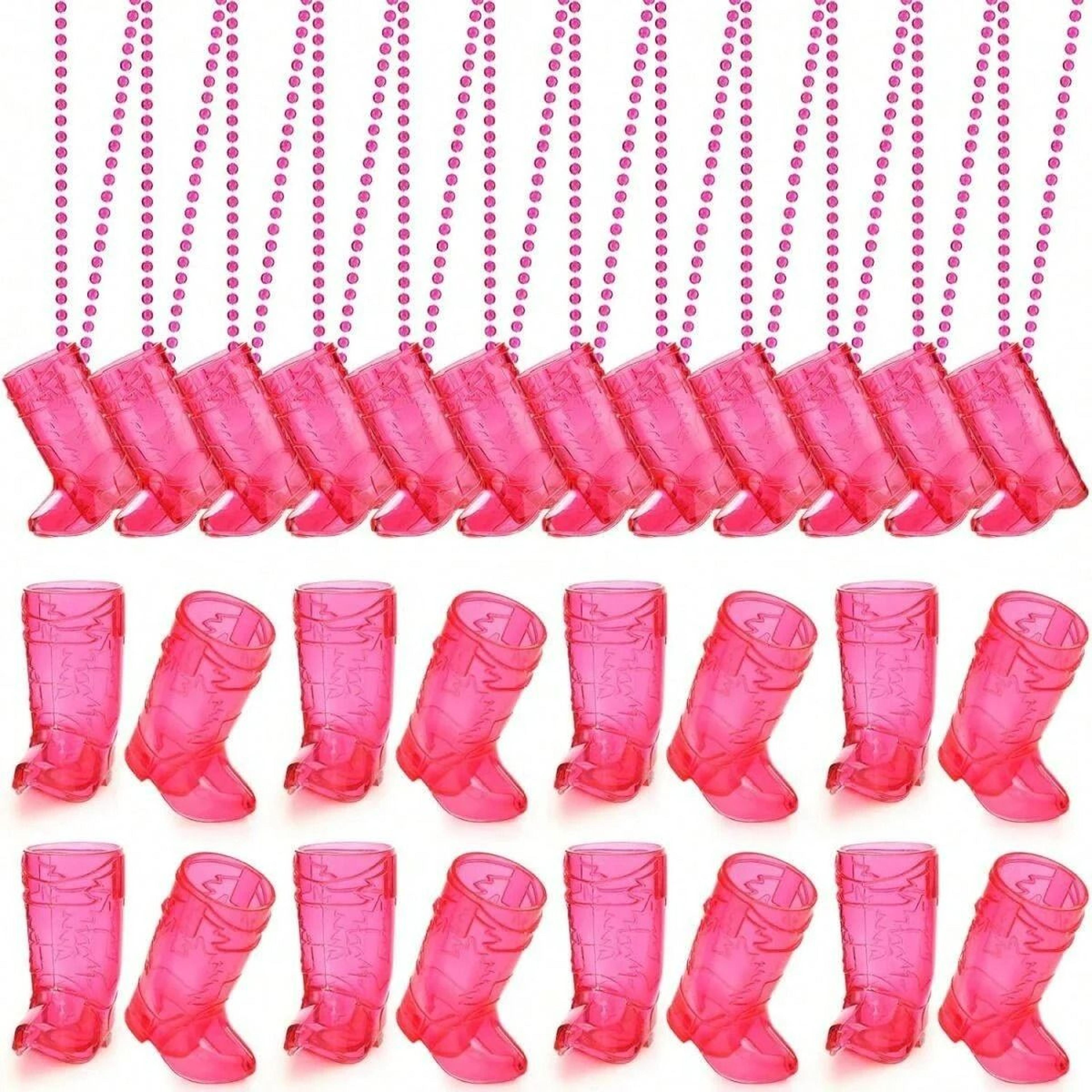 plastic cowboy boot shot glass bead necklace – western party cup supplies for bachelorette and bridal showers