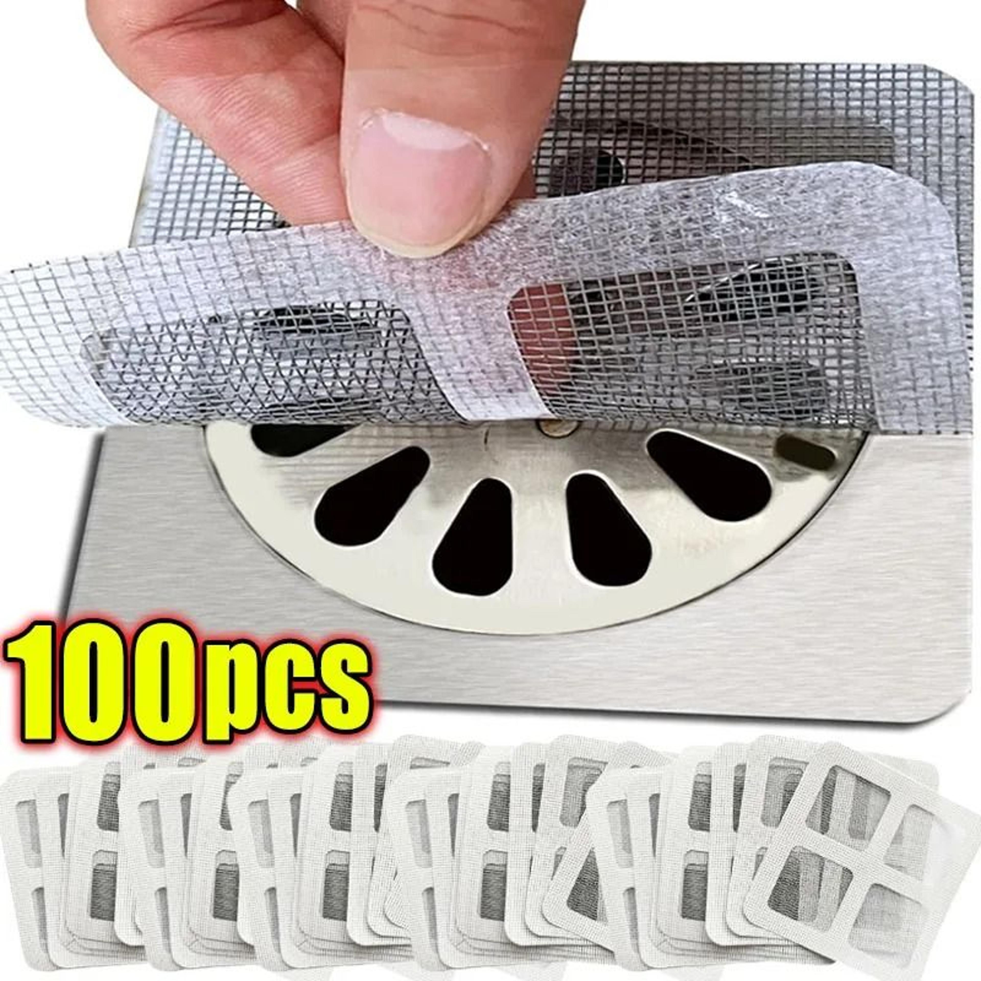 100-pack disposable shower drain hair catcher mesh – self-adhesive bathroom strainer filters