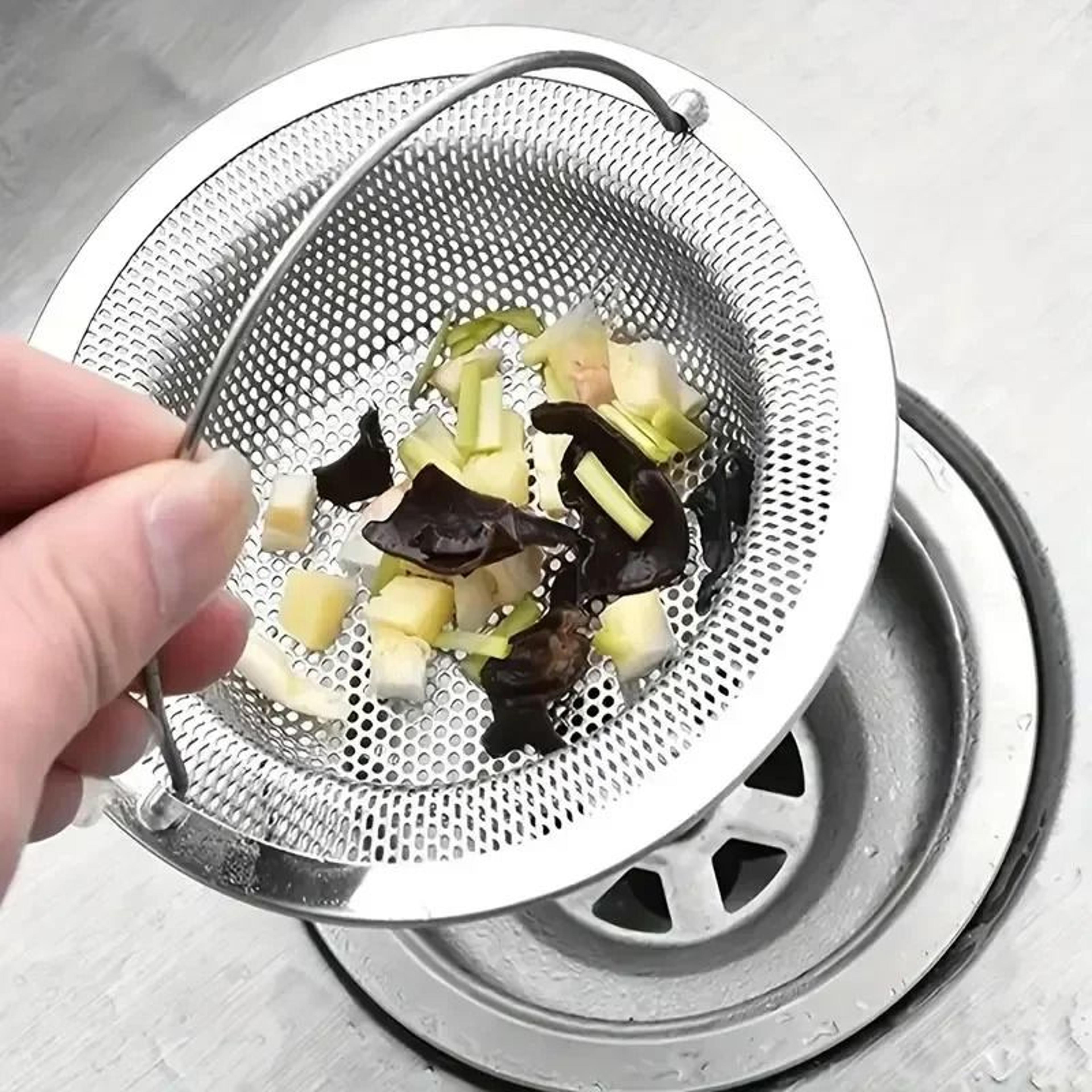 stainless steel kitchen sink strainer – replacement drain basket filter with handle and stopper