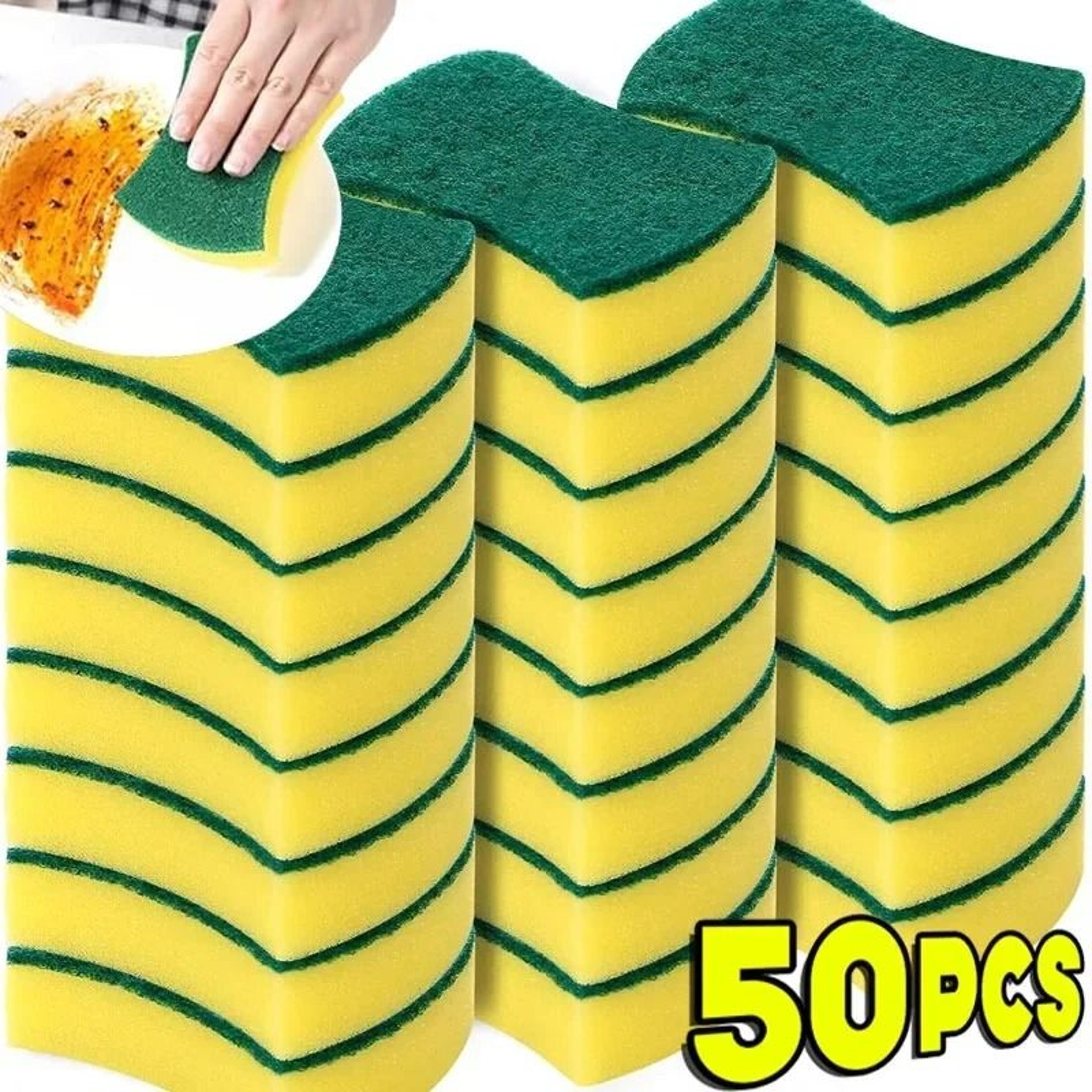 50-pack kitchen dishwashing sponges heavy-duty absorbent scouring pads for pots, pans, and rust removal