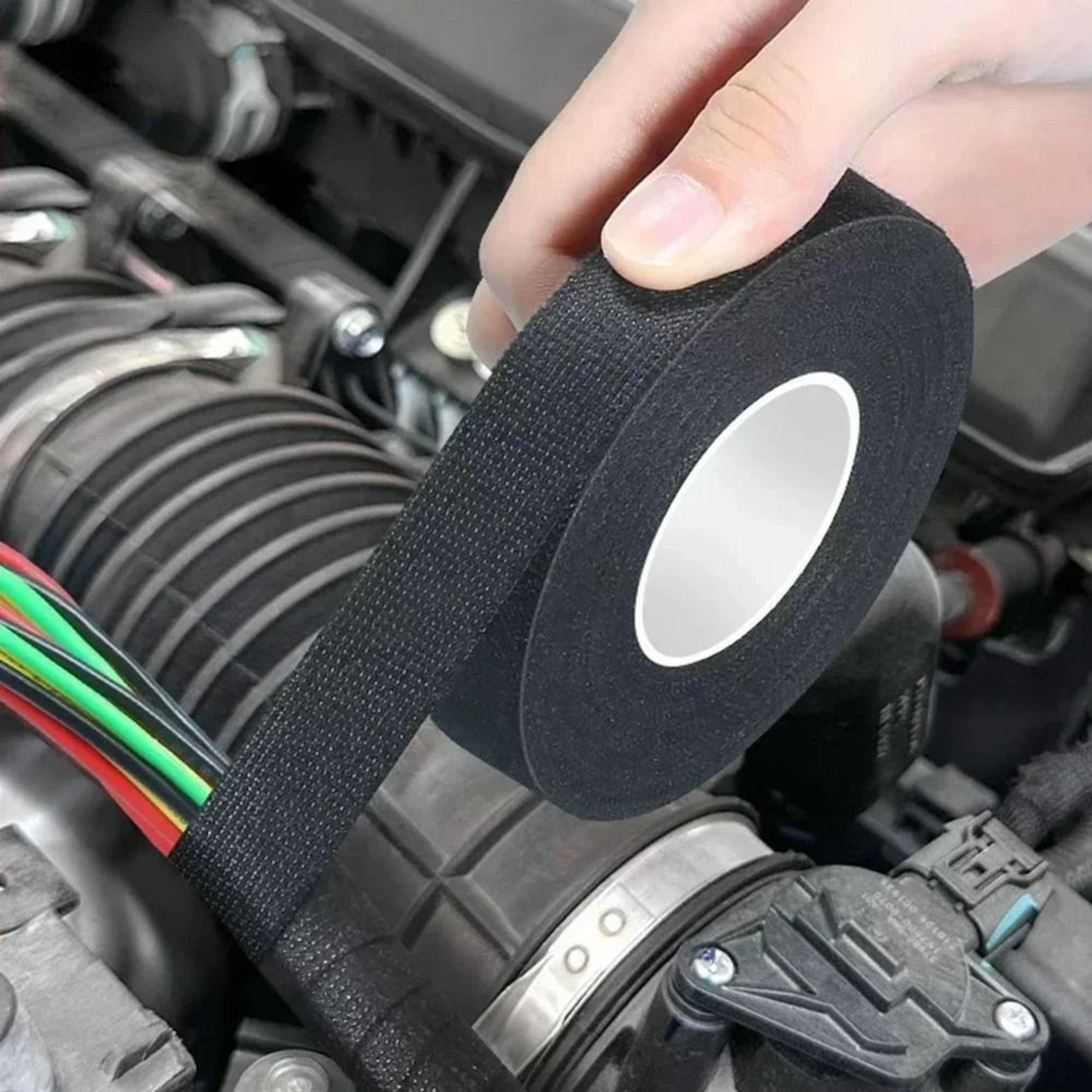 black electrical fabric tape heat-resistant wire harness insulation tape automotive wiring and cable management