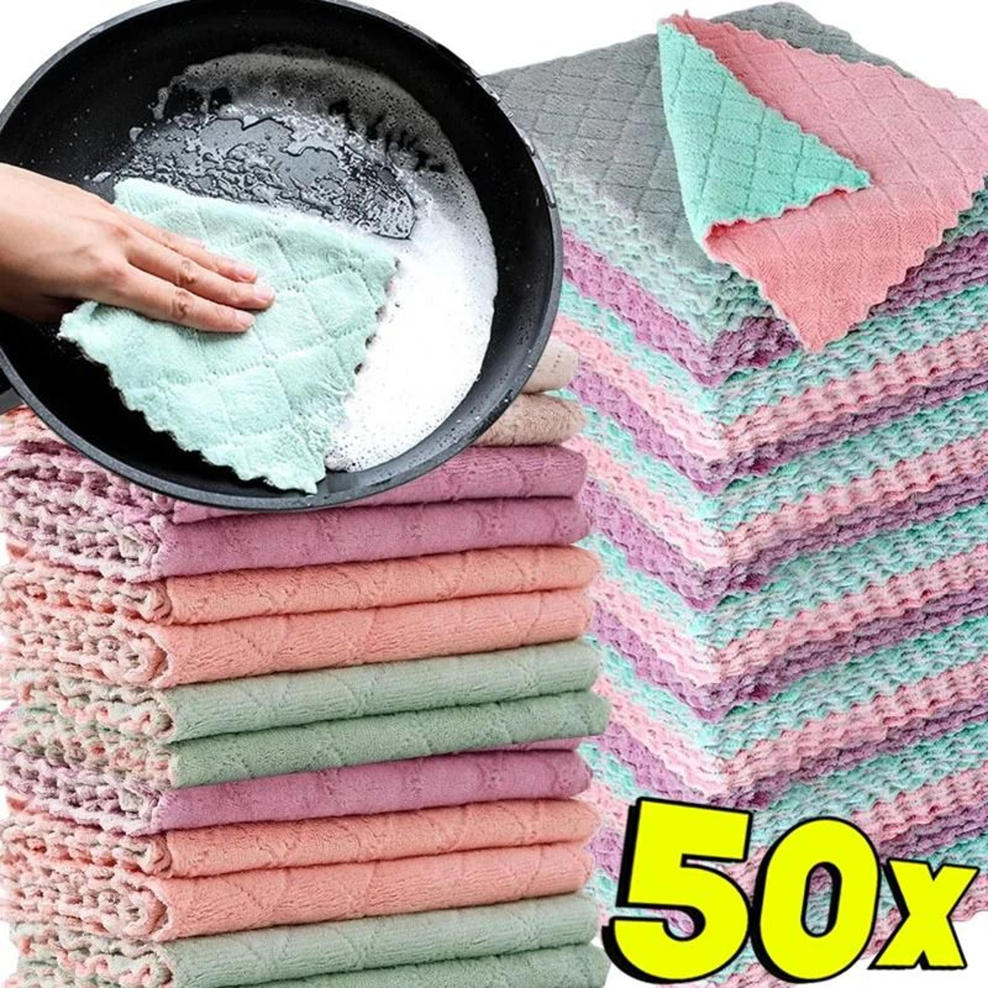 super absorbent double-layer microfiber dishcloths (50-piece set)