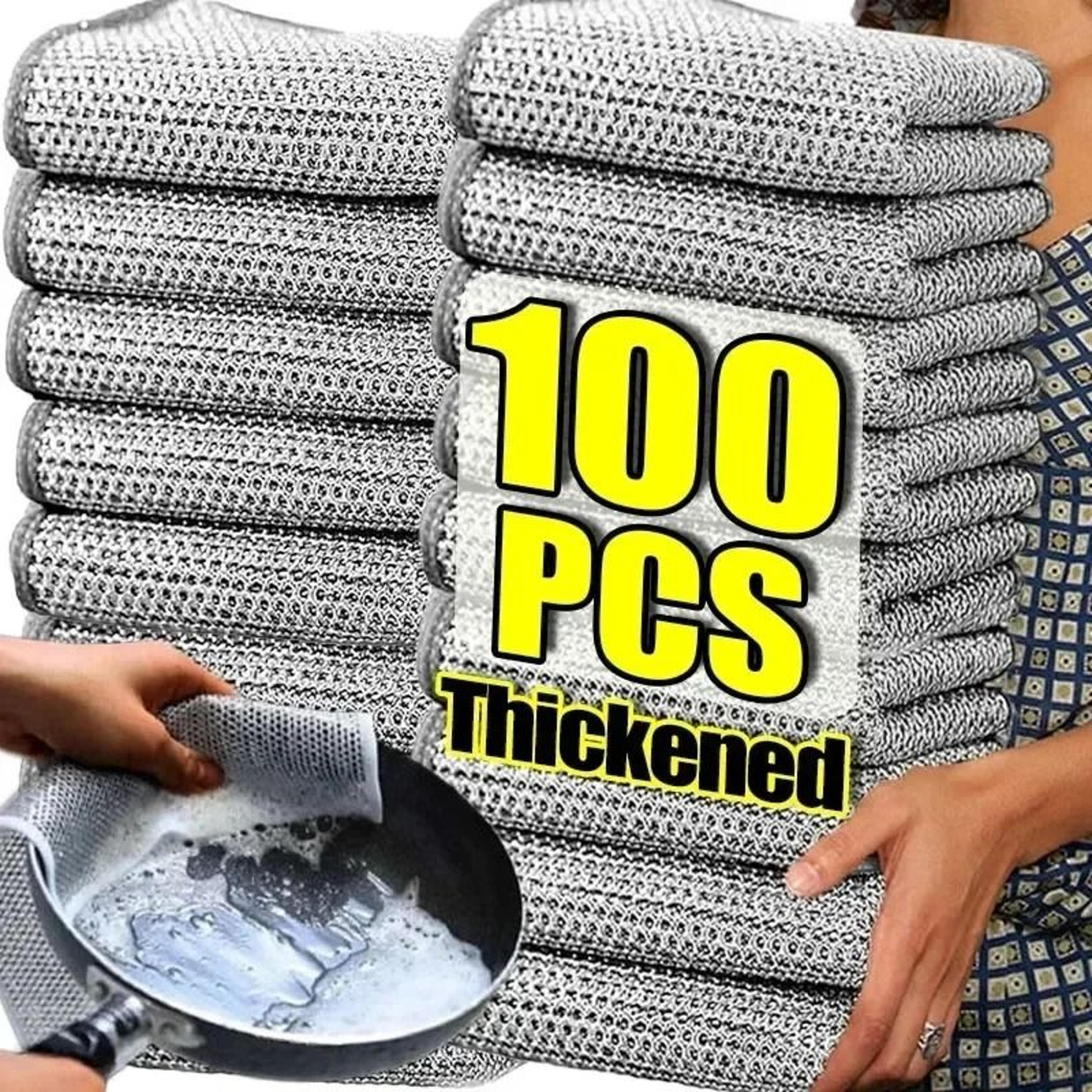 thickened double-sided steel wire magic cleaning cloths (100-piece bulk set)