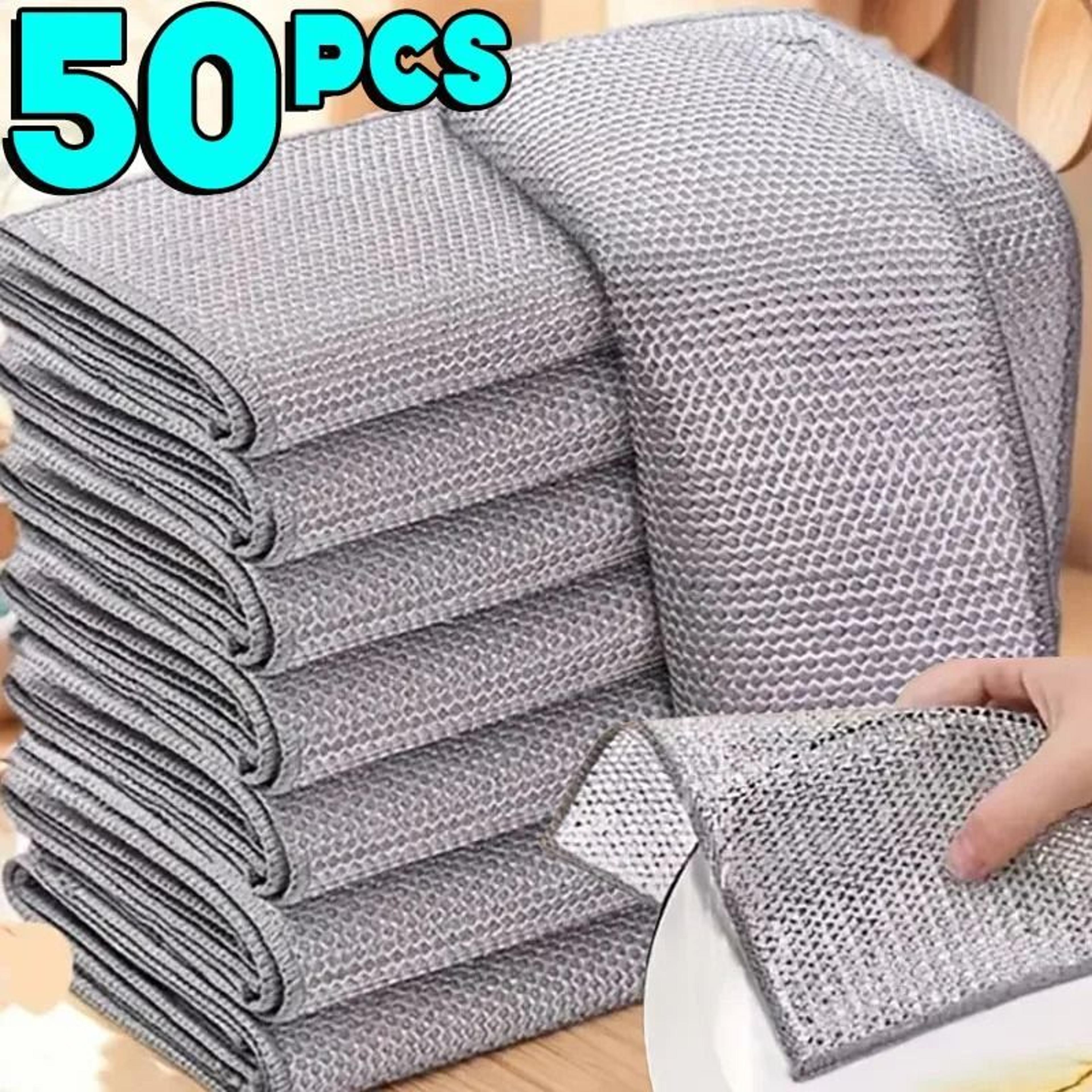heavy-duty thickened double-sided metal steel wire dishcloths (50-piece set)