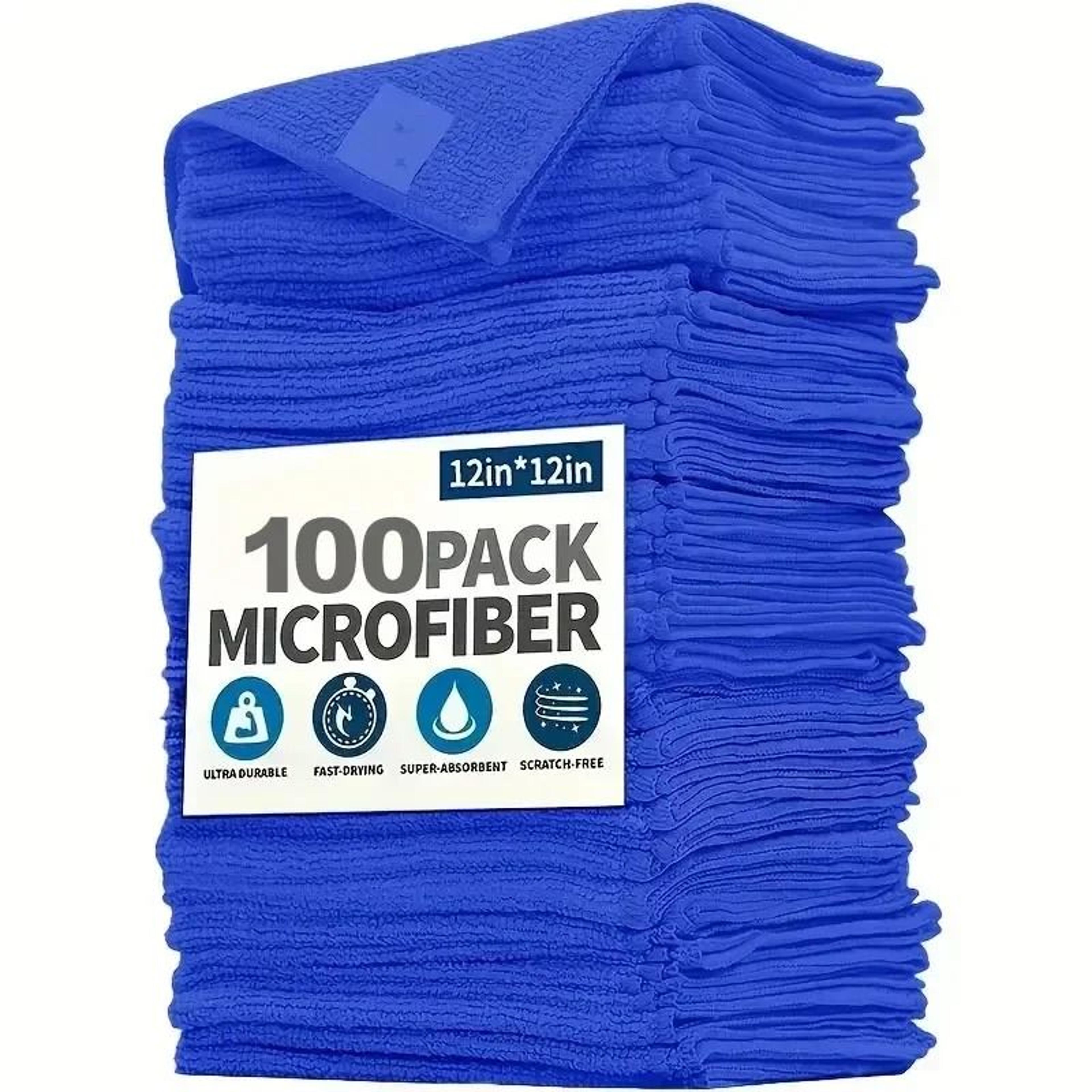 multi-surface microfiber car wash and home cleaning towels (100-piece bulk pack)