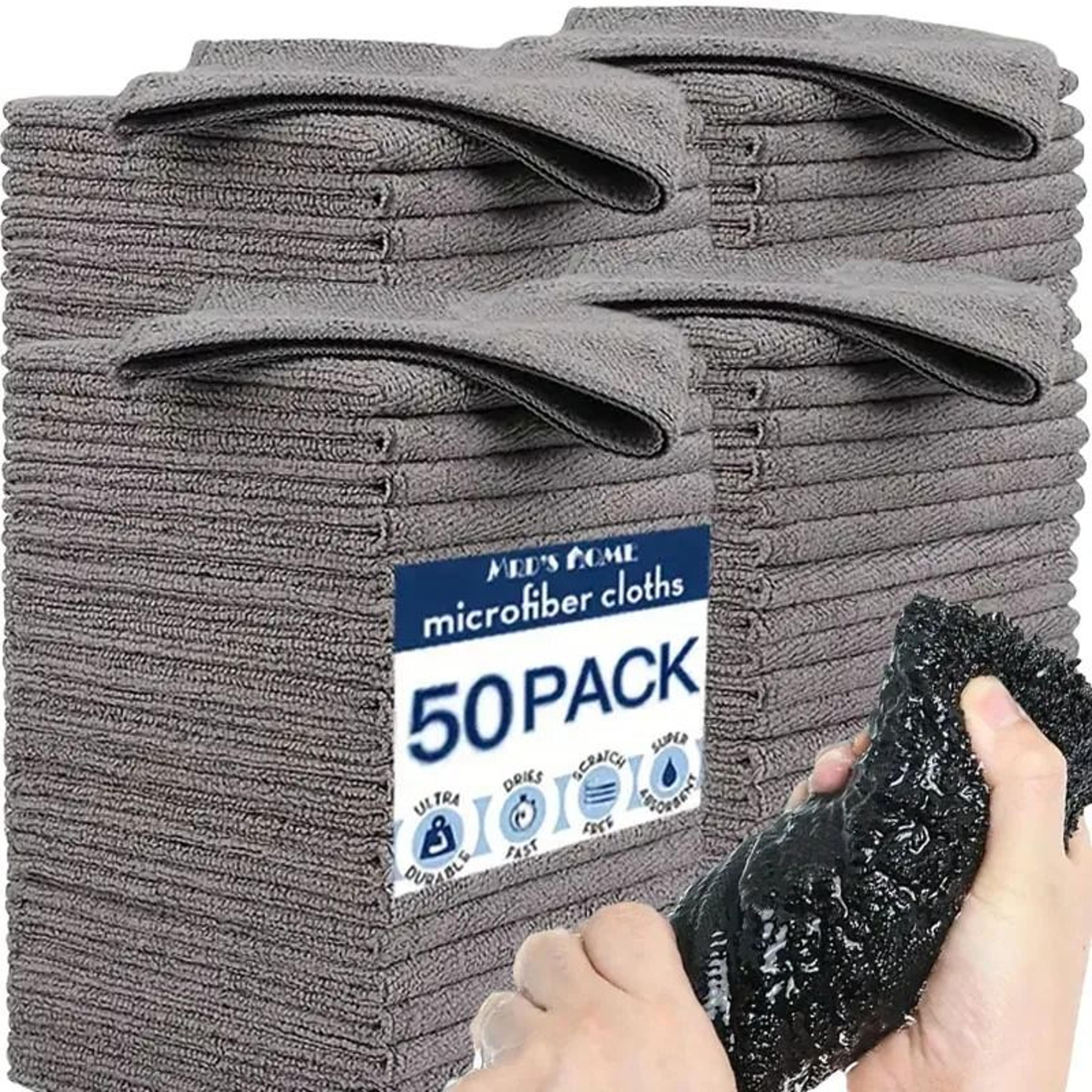 ultra-absorbent multi-surface microfiber cleaning cloths (50-piece bulk pack)
