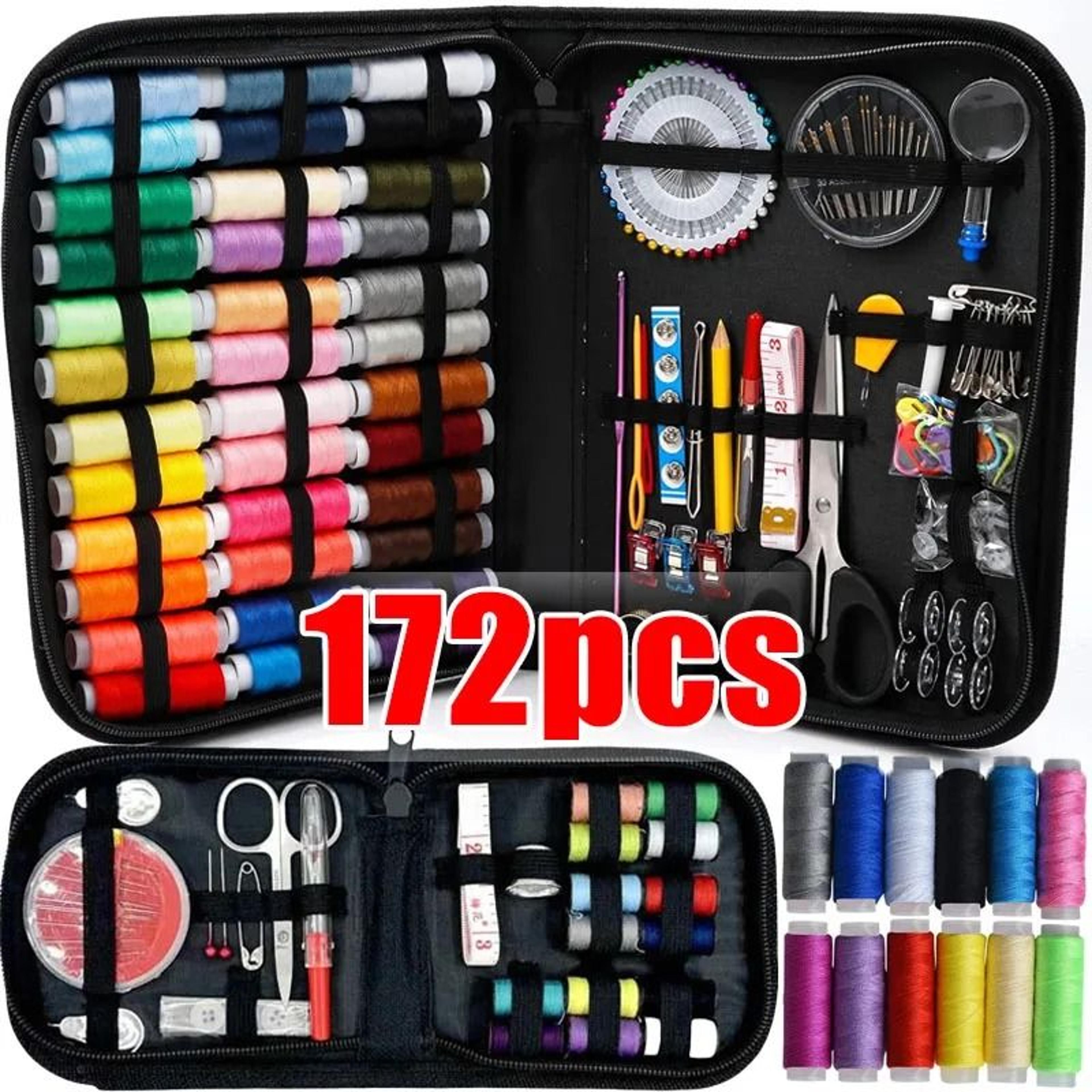portable travel sewing kit with zippered storage case