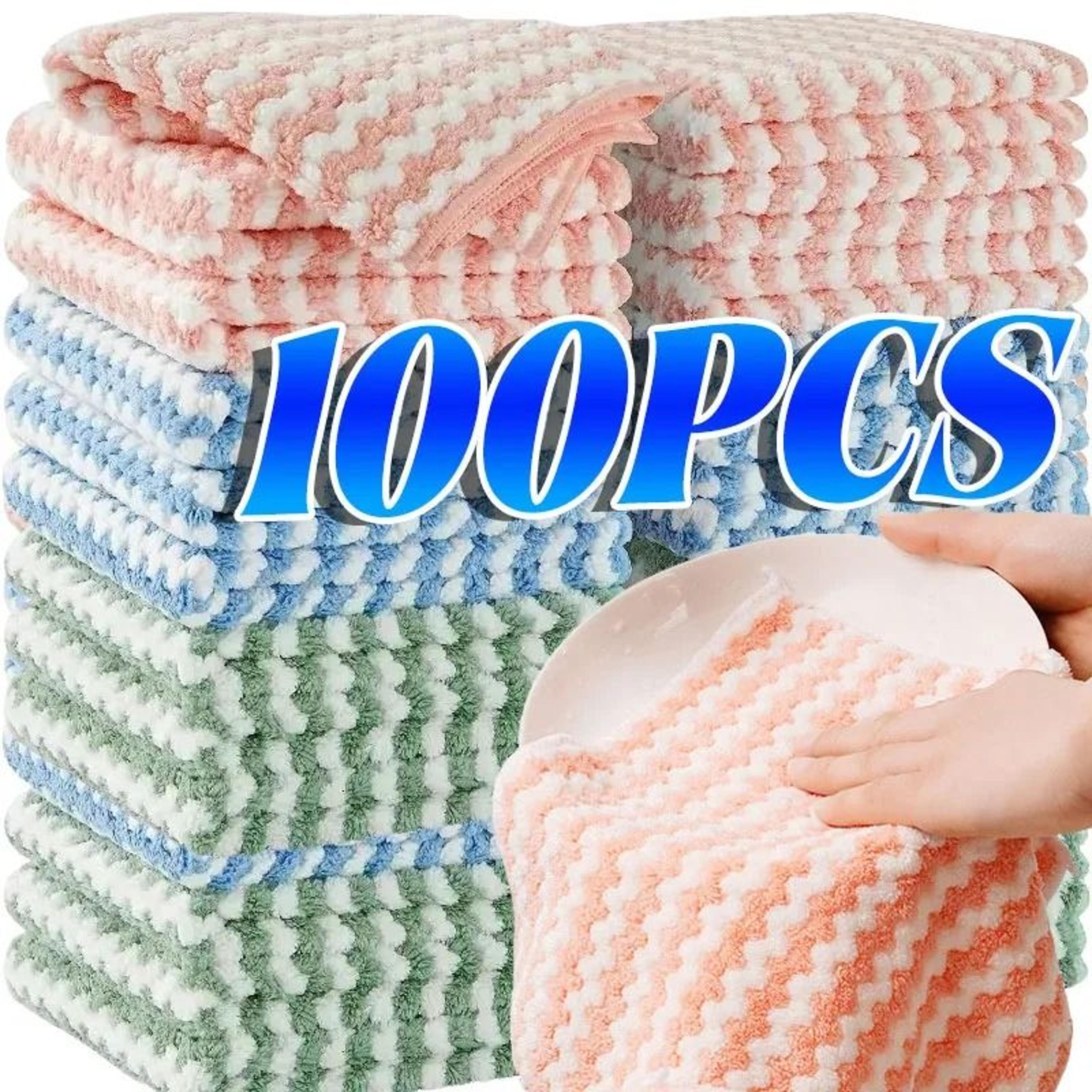ultra-absorbent thickened coral fleece dishcloths (100-piece bulk pack)