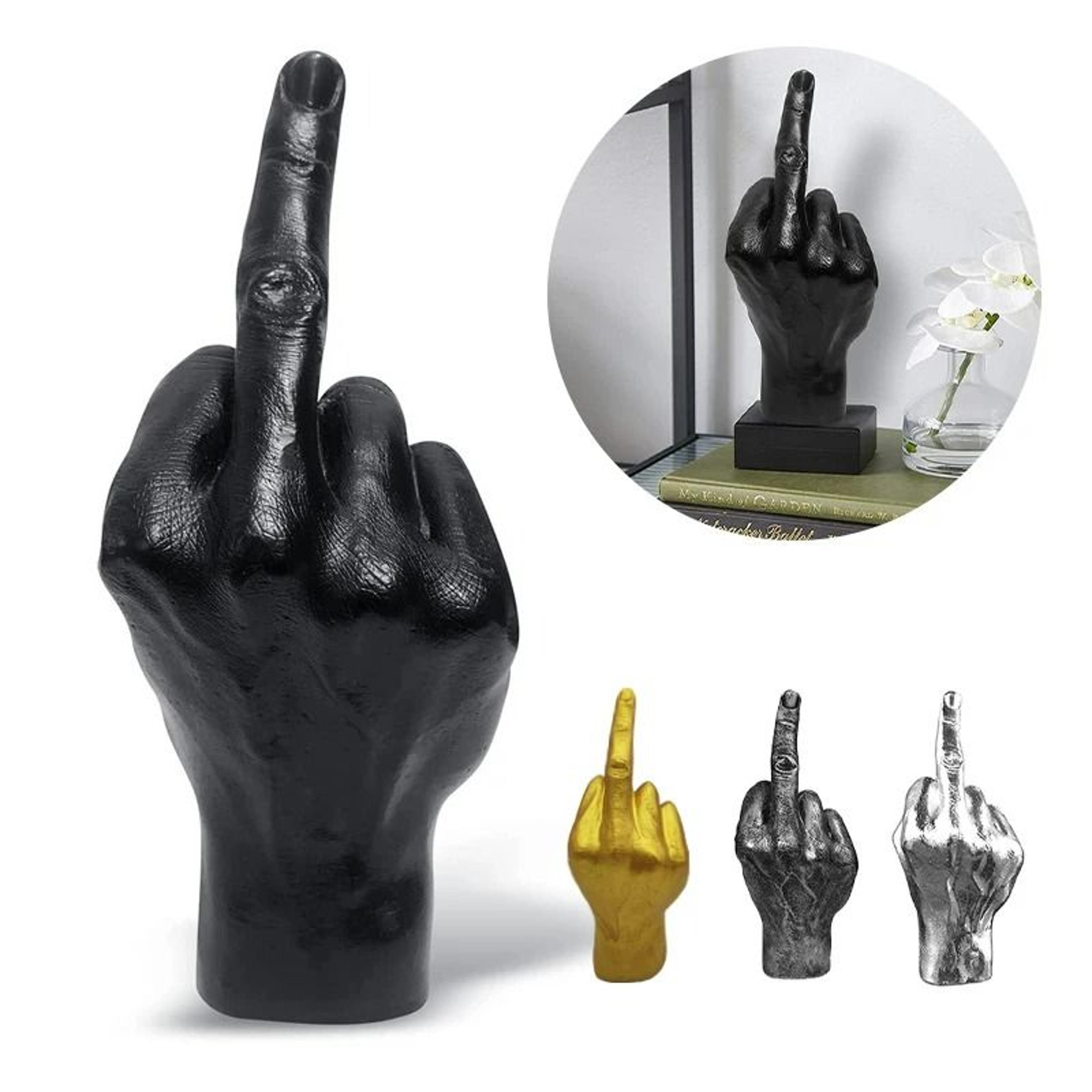 flipping the bird middle finger gesture desk sculpture
