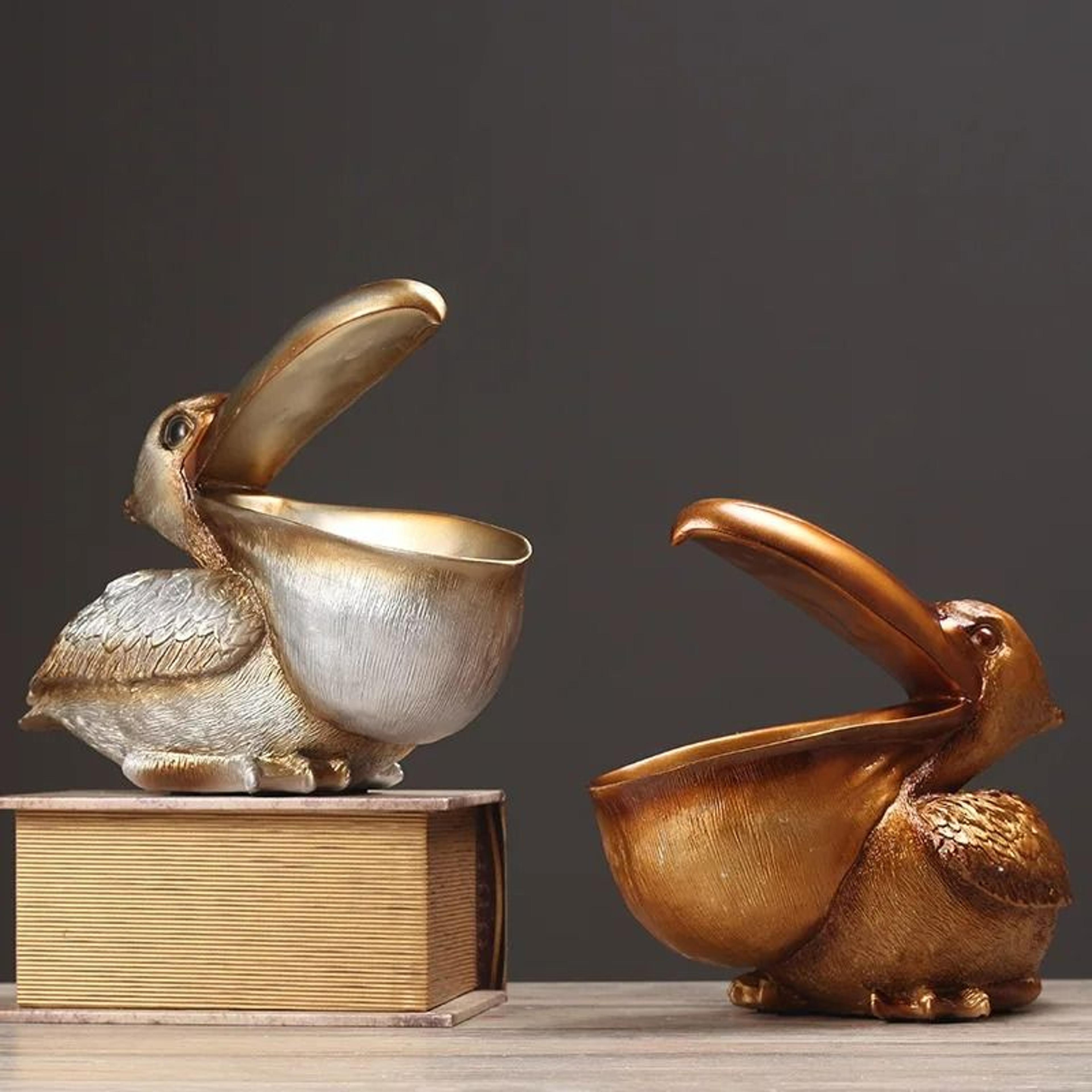 retro toucan and pelican resin key & jewelry storage statue
