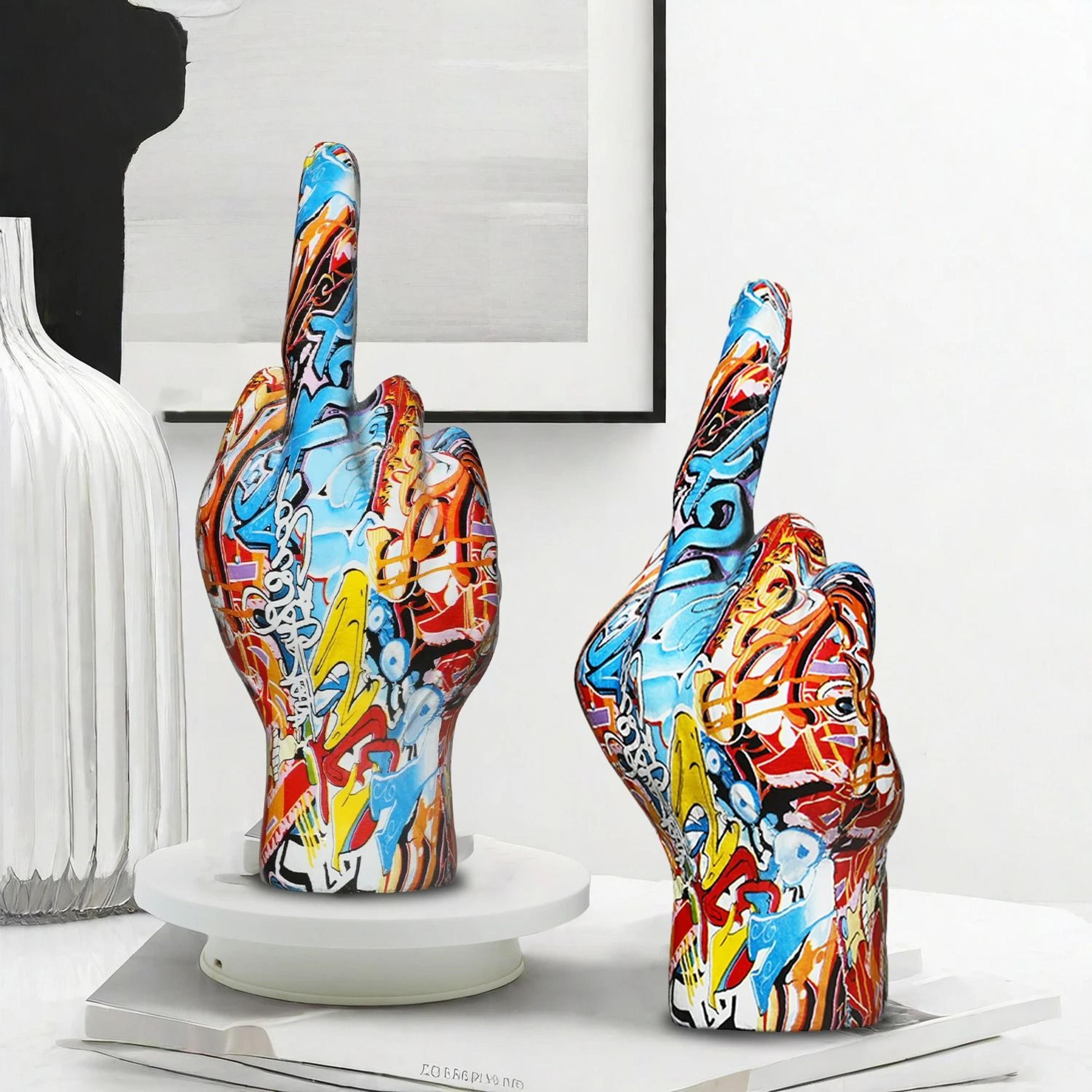 premium abstract graffiti middle finger gesture sculpture