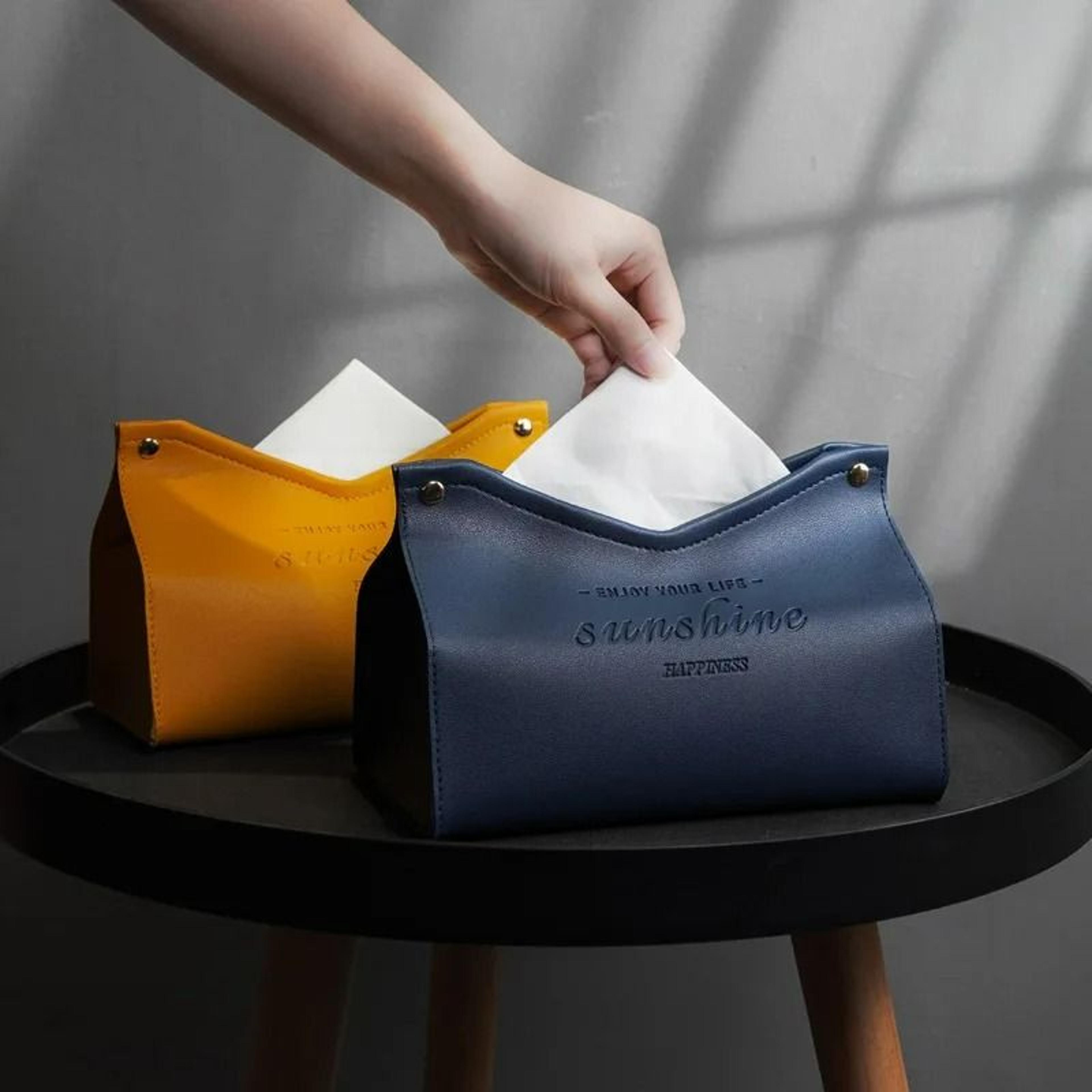 pu leather v-shaped napkin & tissue storage box