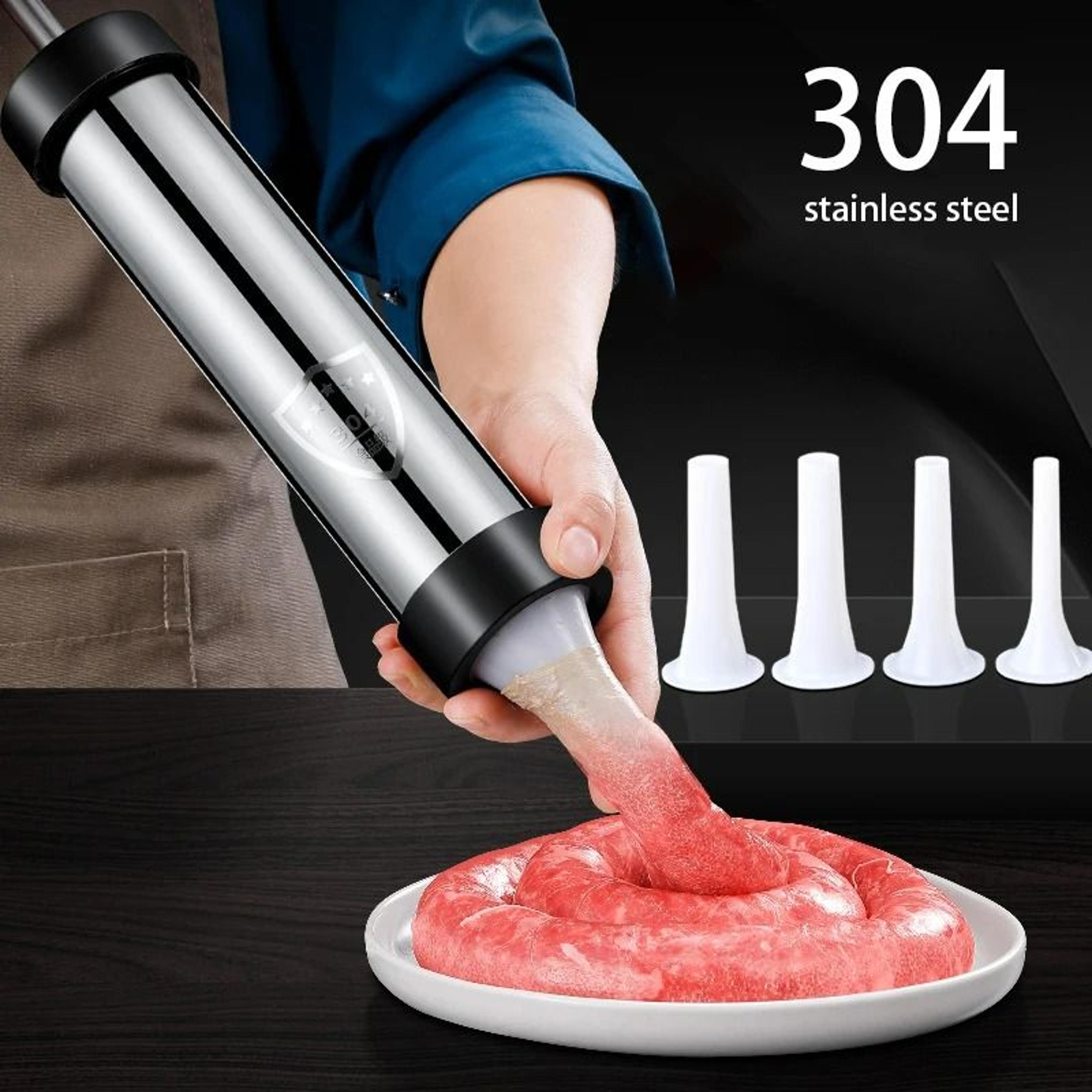 premium stainless steel manual sausage maker & stuffer syringe