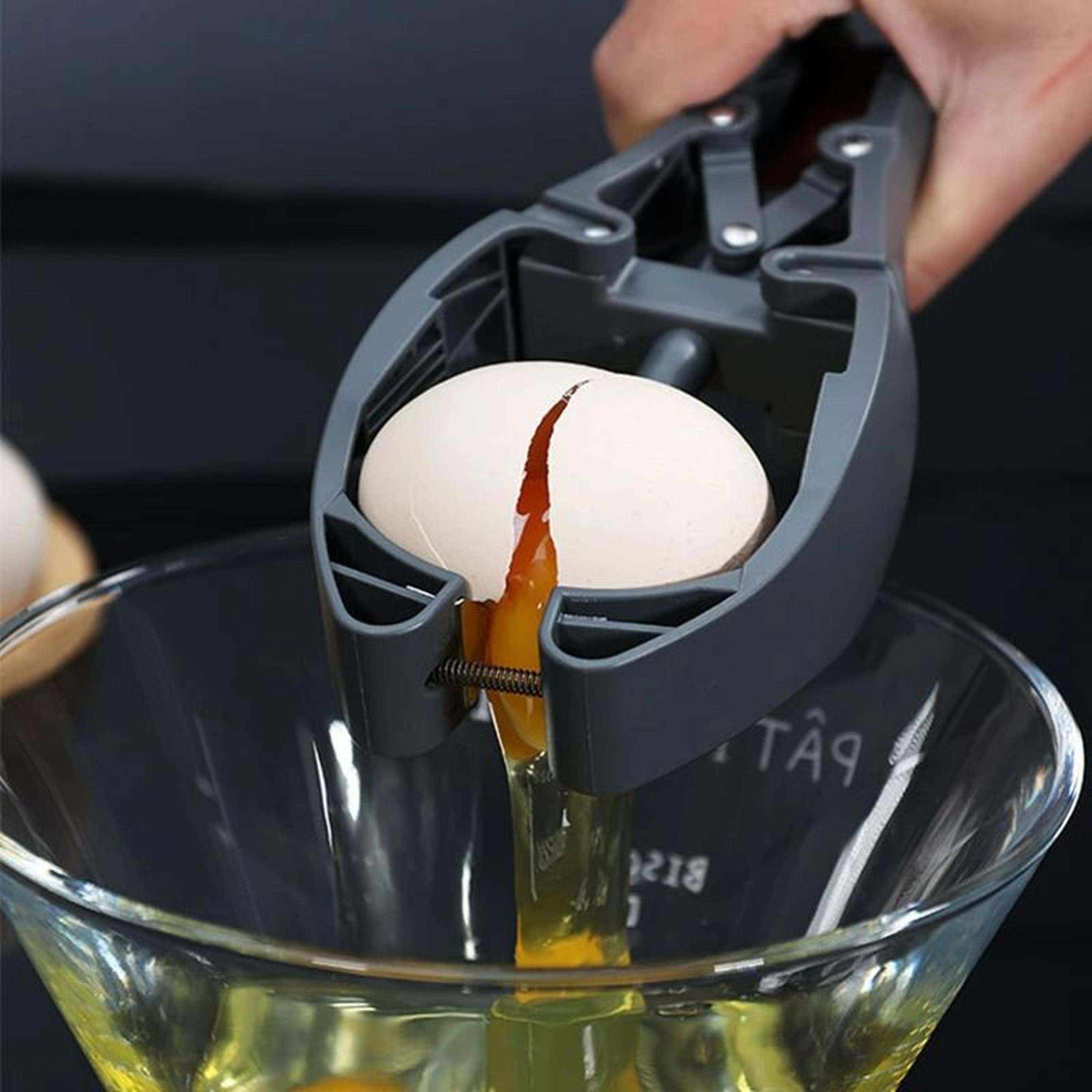 quick one-handed manual egg opener & whisk tool