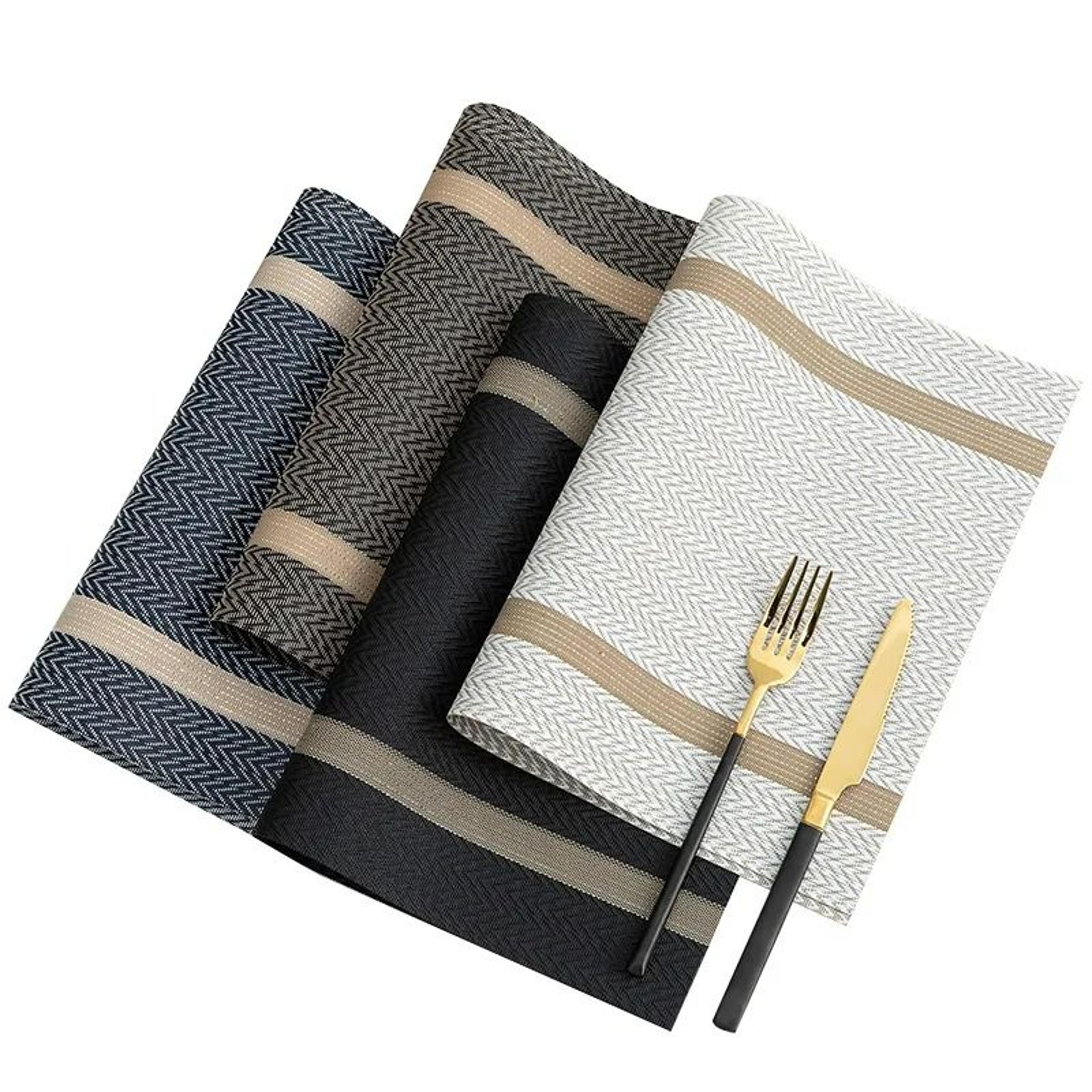 striped woven pvc waterproof placemat & table mat
