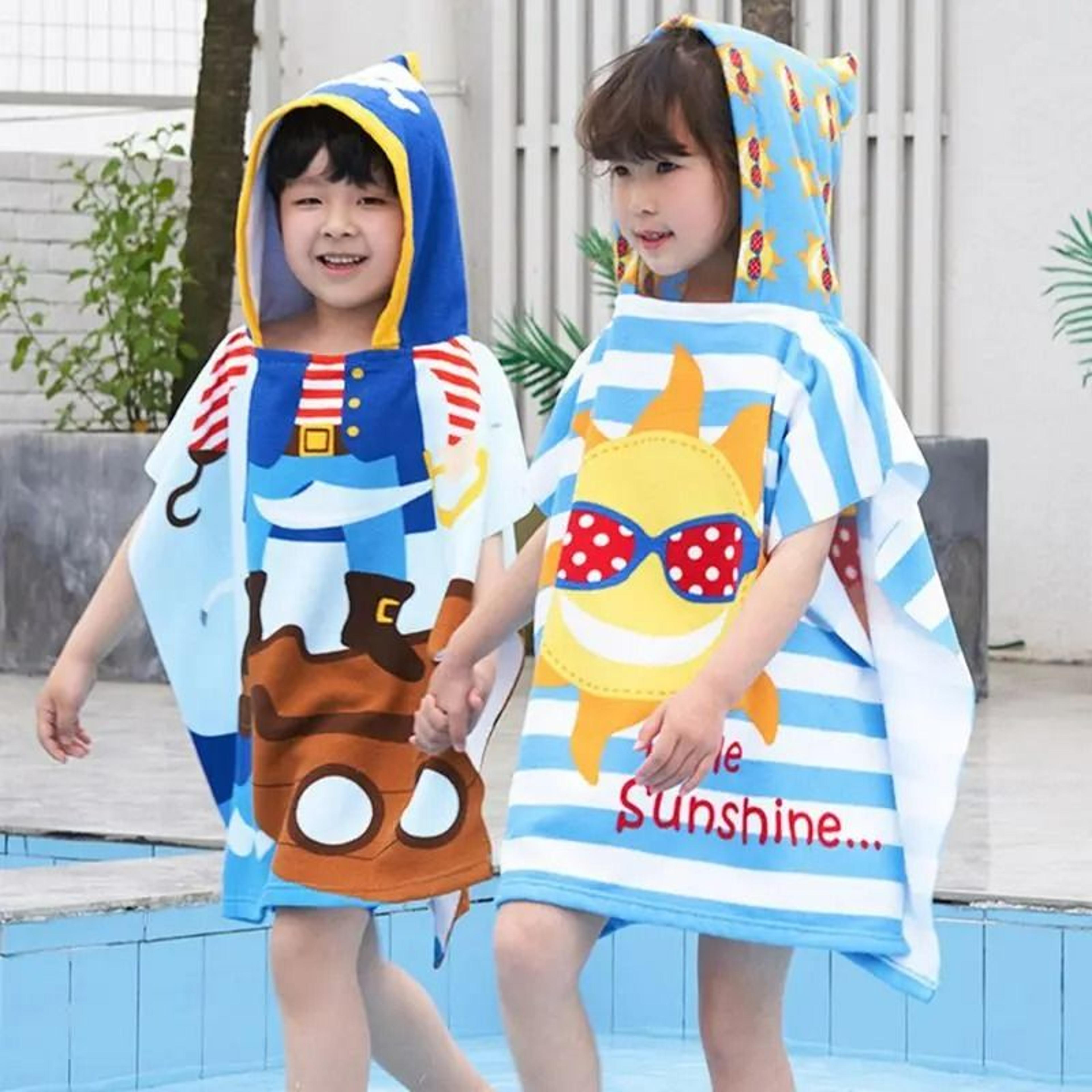 kids hooded bath towel cloak & beach poncho
