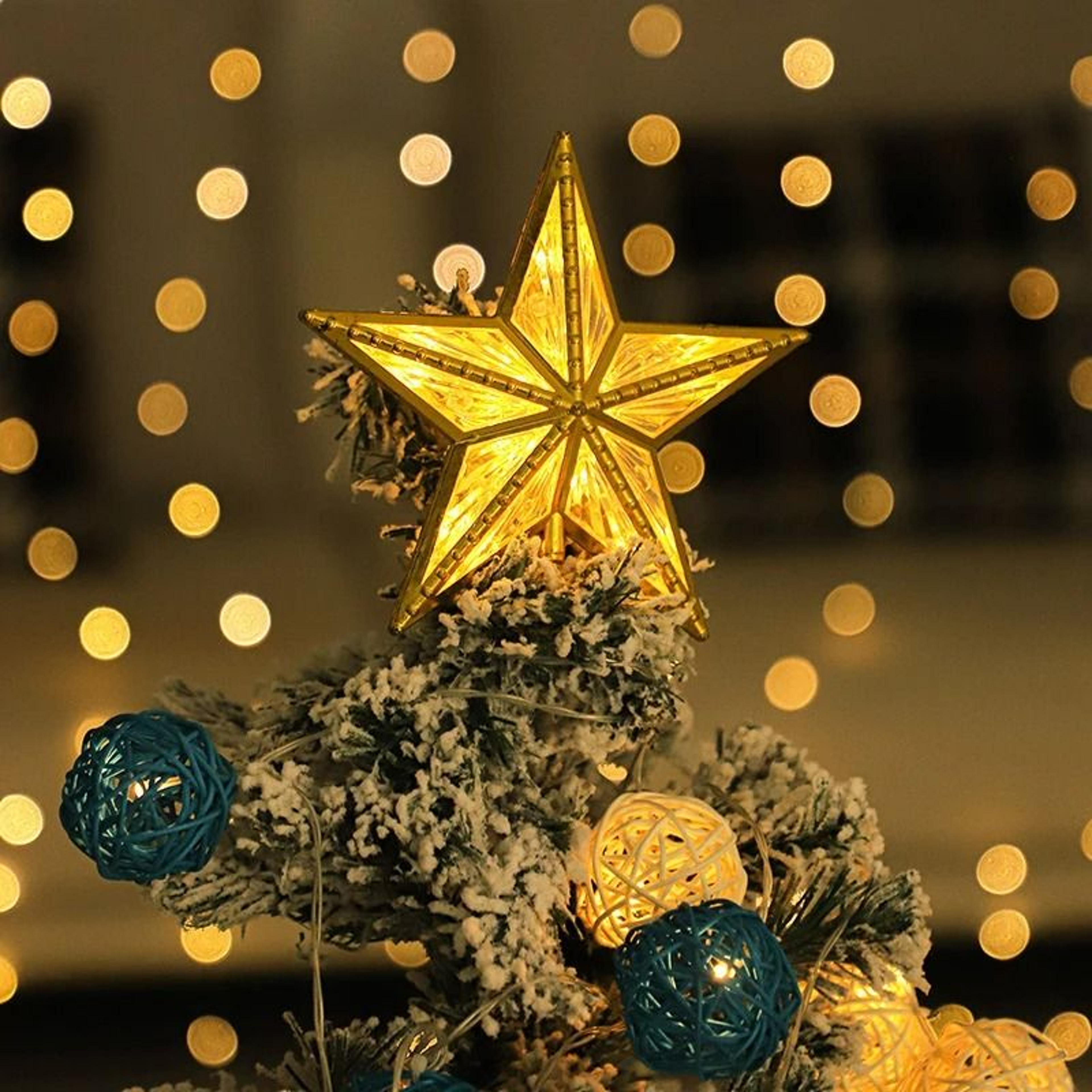 led glowing christmas tree top star & pentagram accent