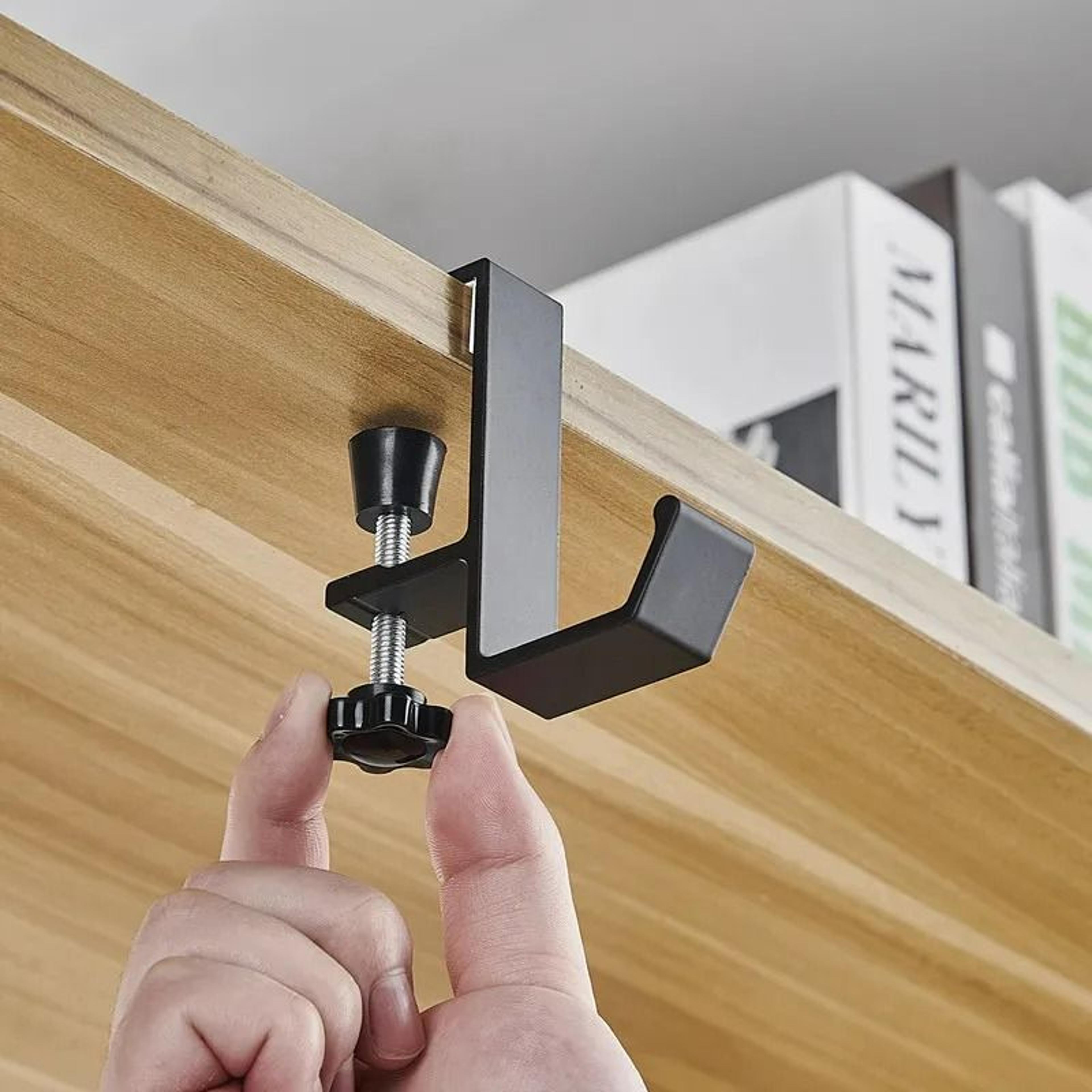 adjustable punch-free desk edge hanger & headset hook