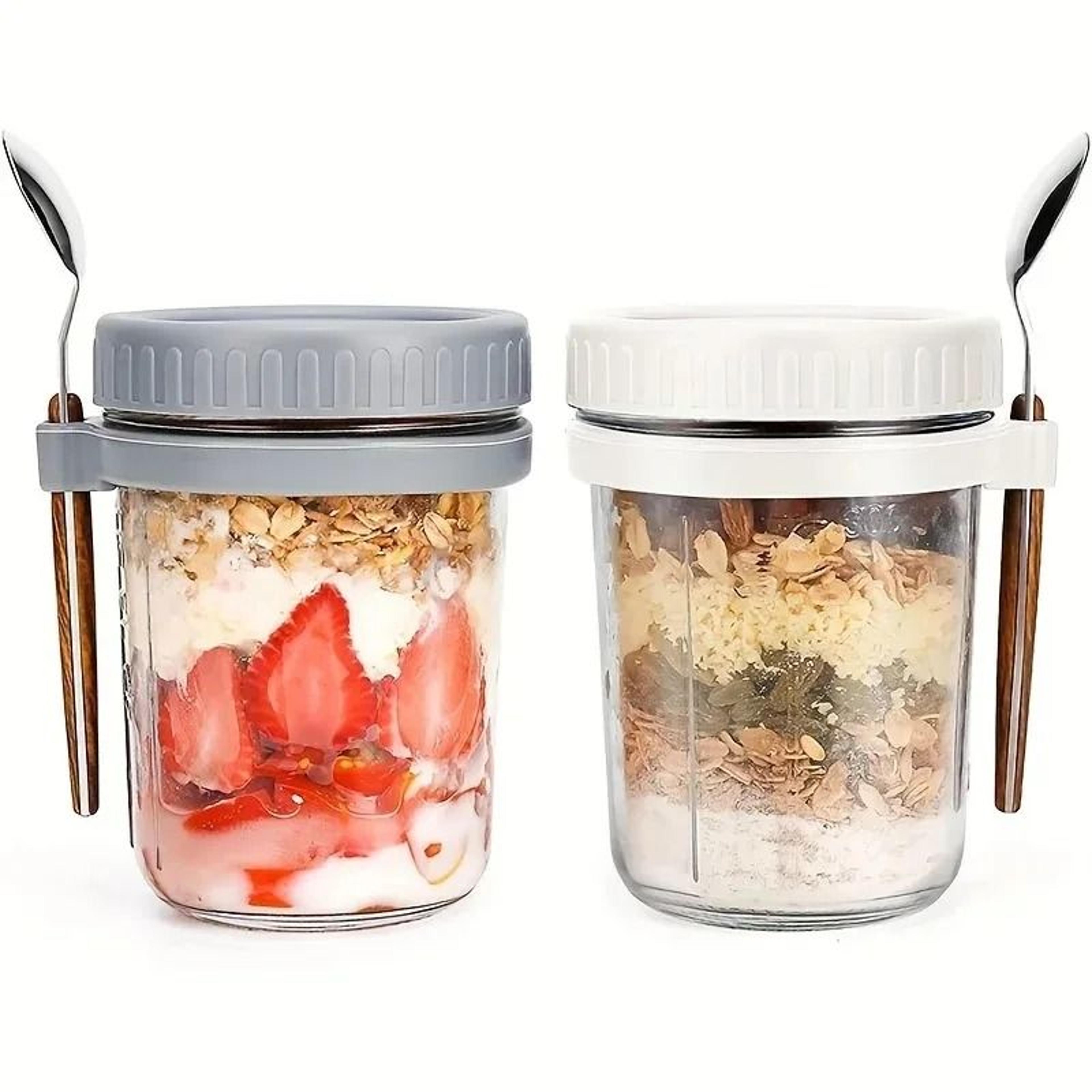 airtidily leakproof overnight oats glass jar with spoon and bamboo lid