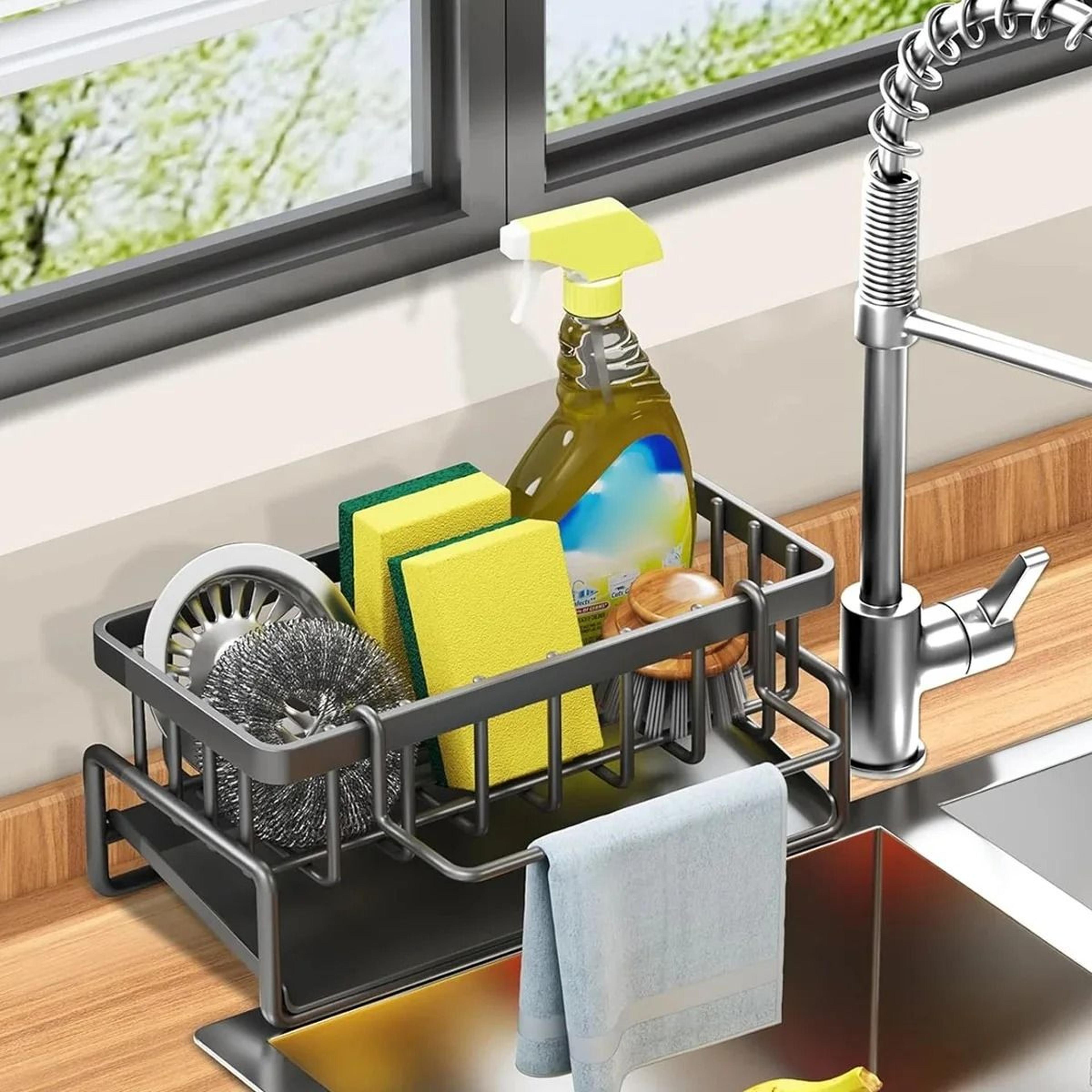 adjustable faucet storage drain rack