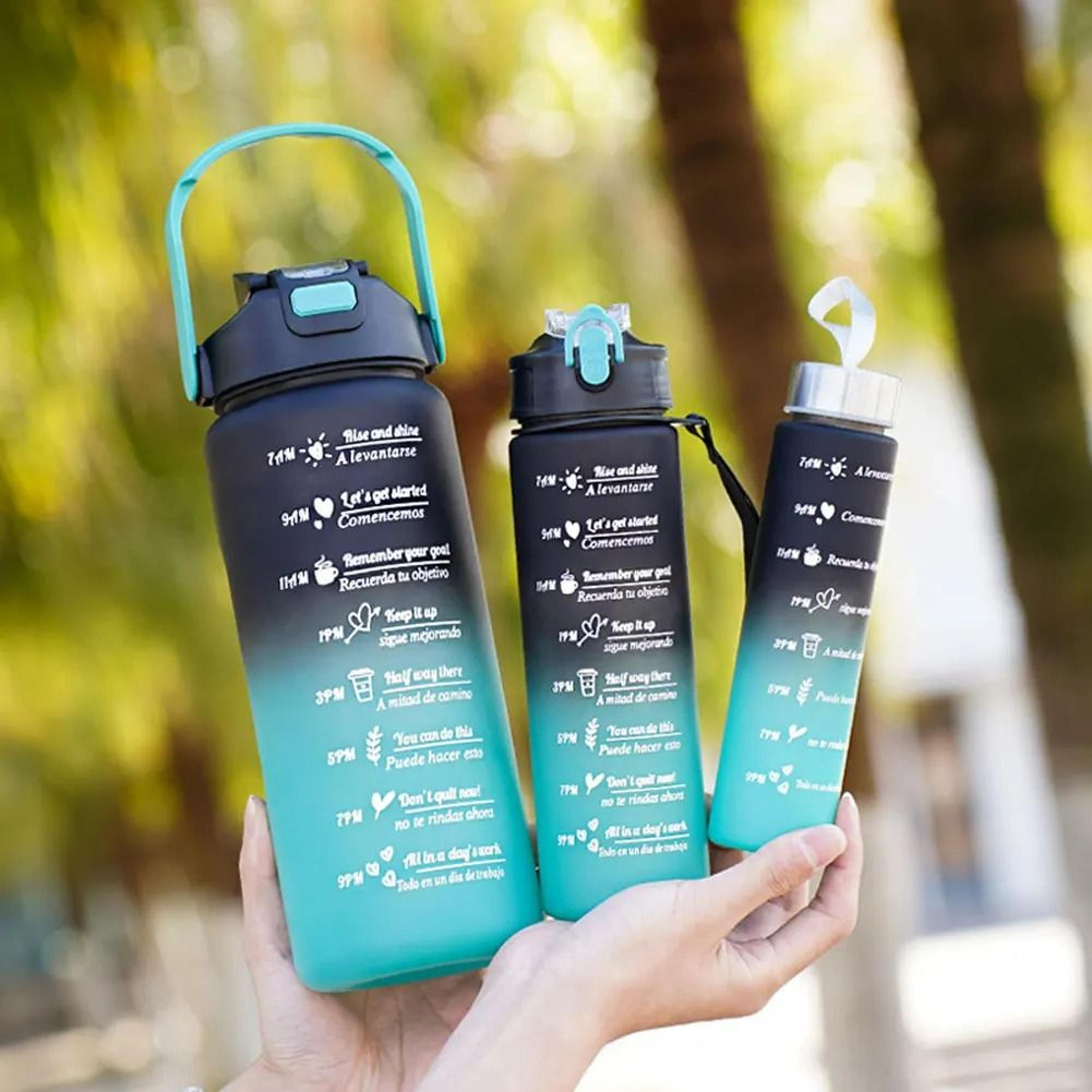 3-piece nesting motivational water bottle set