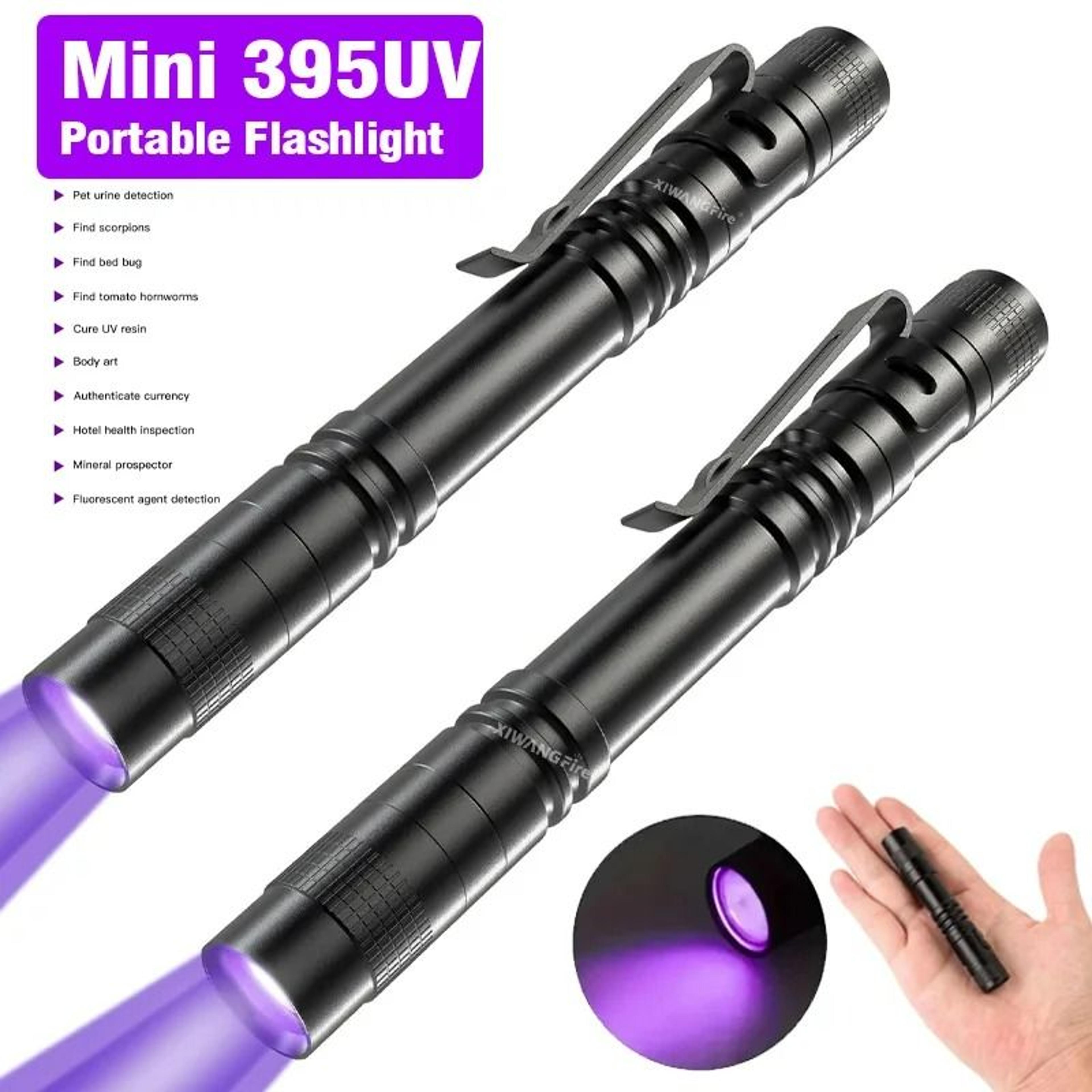 dual-wavelength 365/395nm uv flashlight pen
