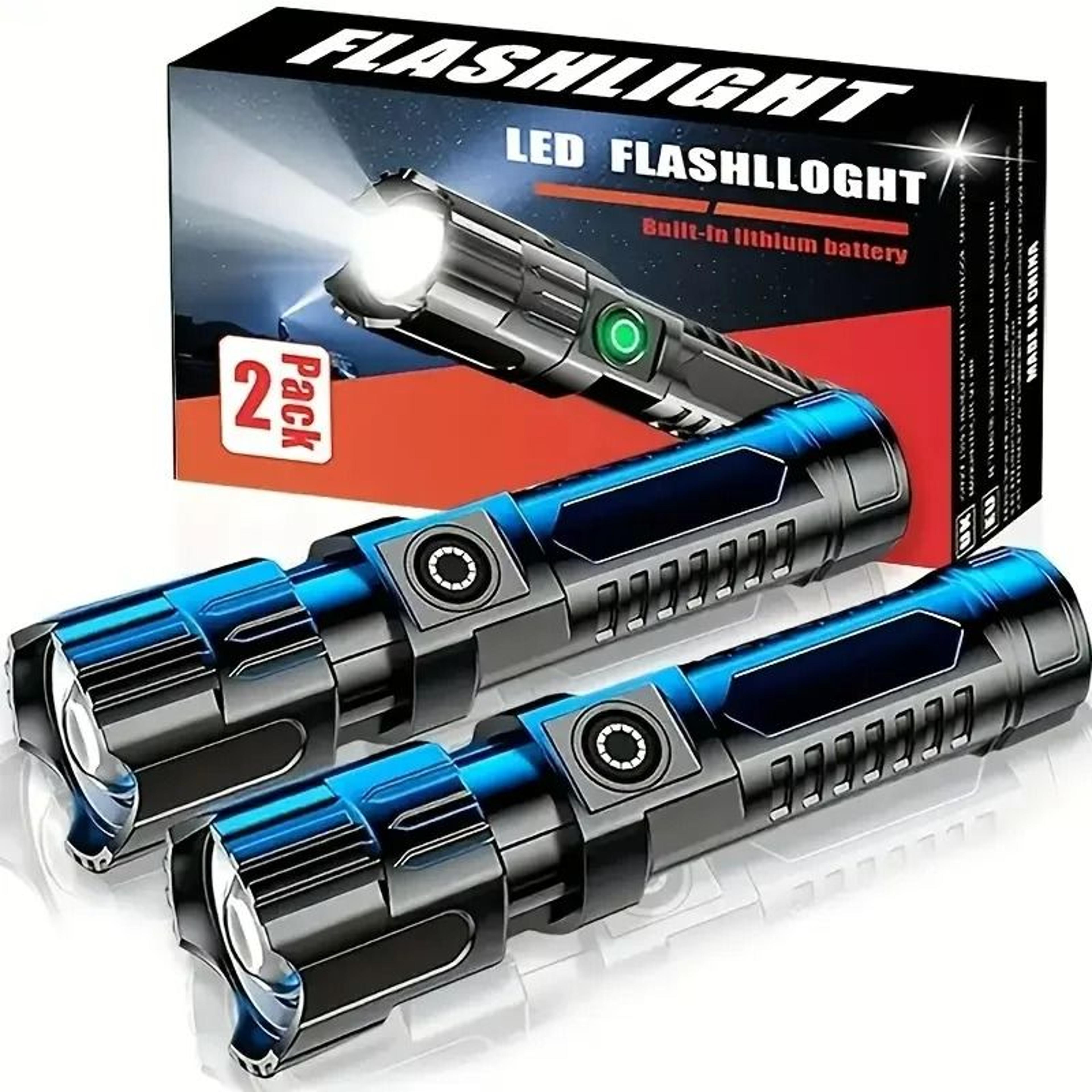 duo 2-piece rechargeable zoom led flashlights