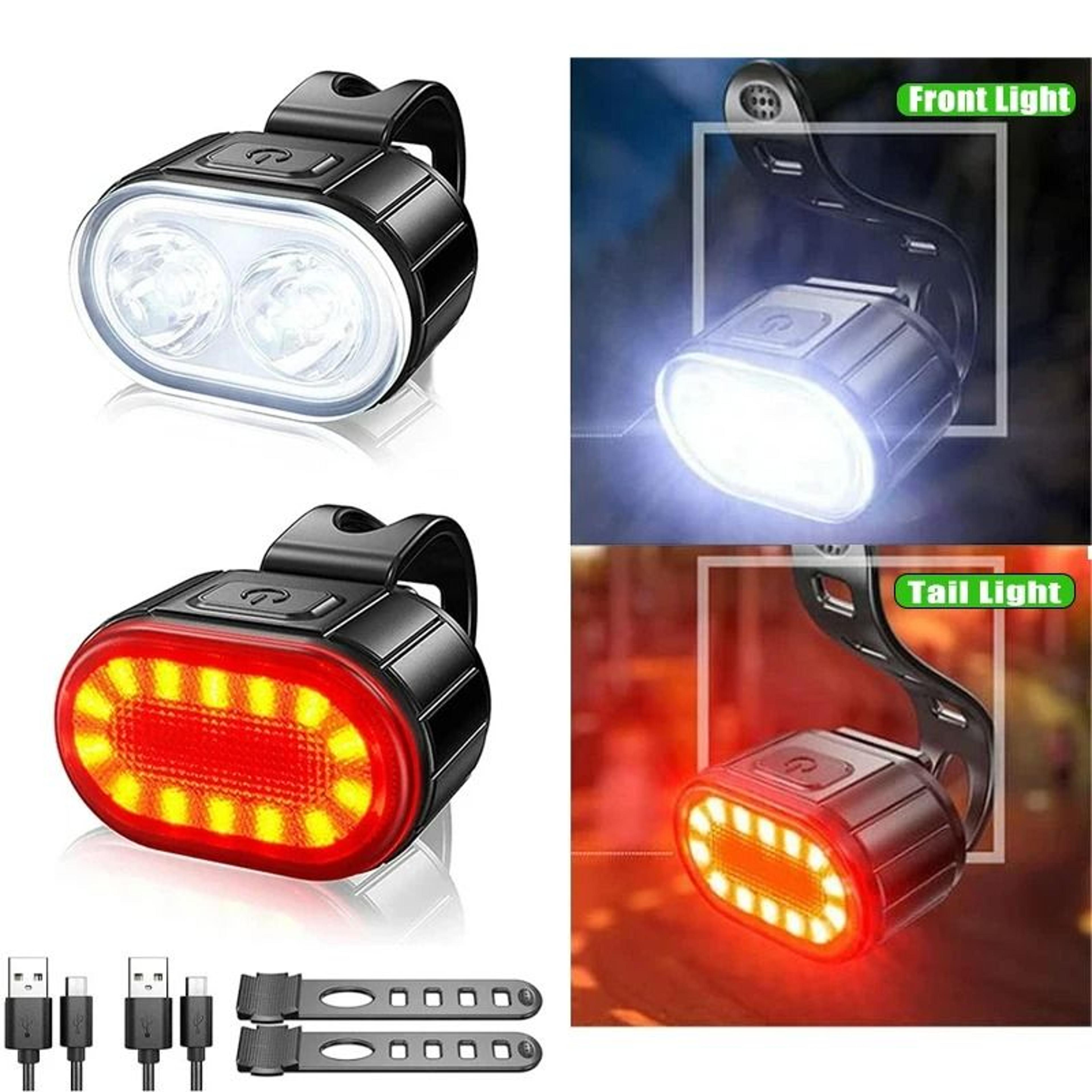eco rechargeable bike light combo set