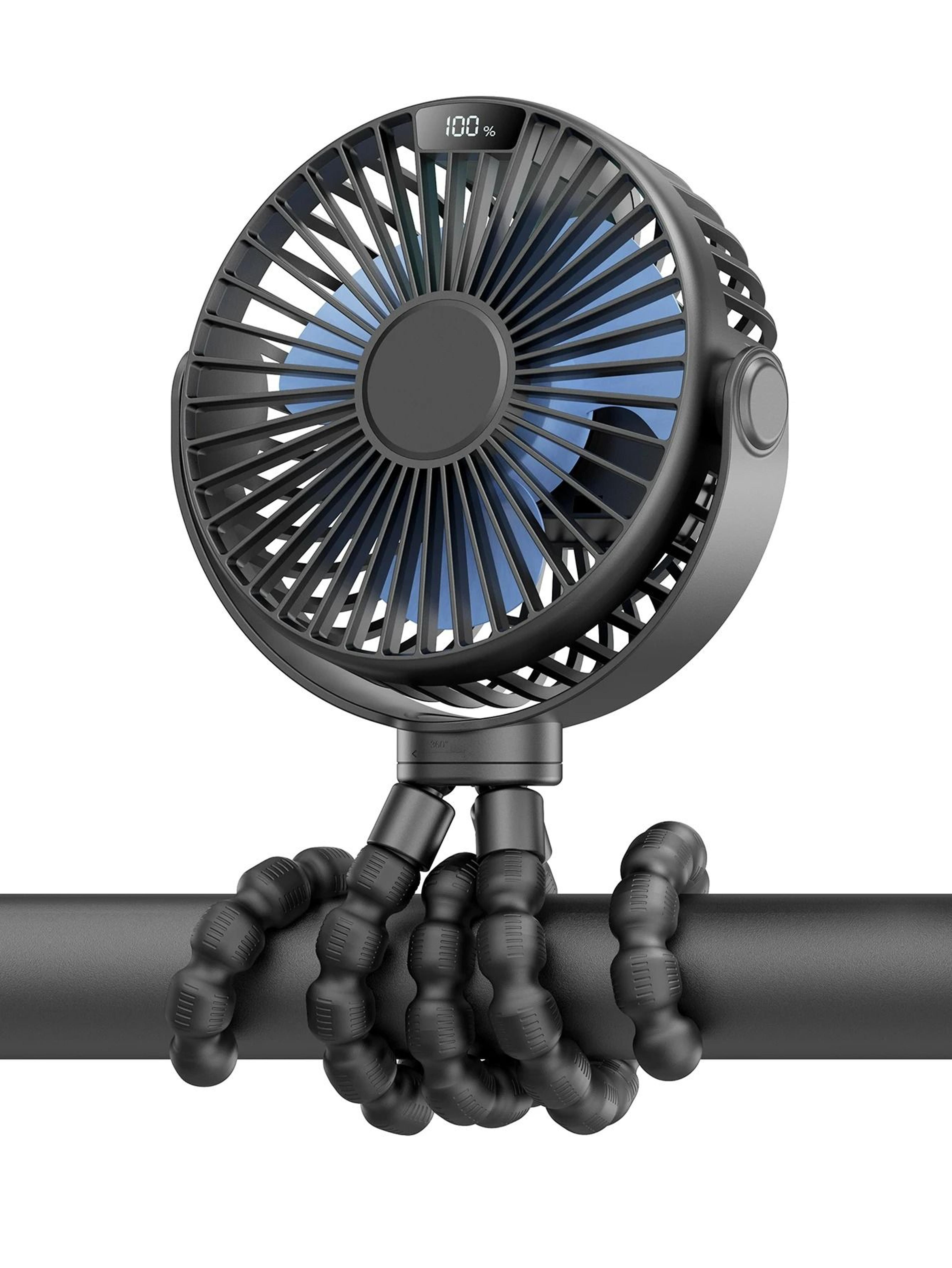 digital 3-speed rechargeable desktop fan