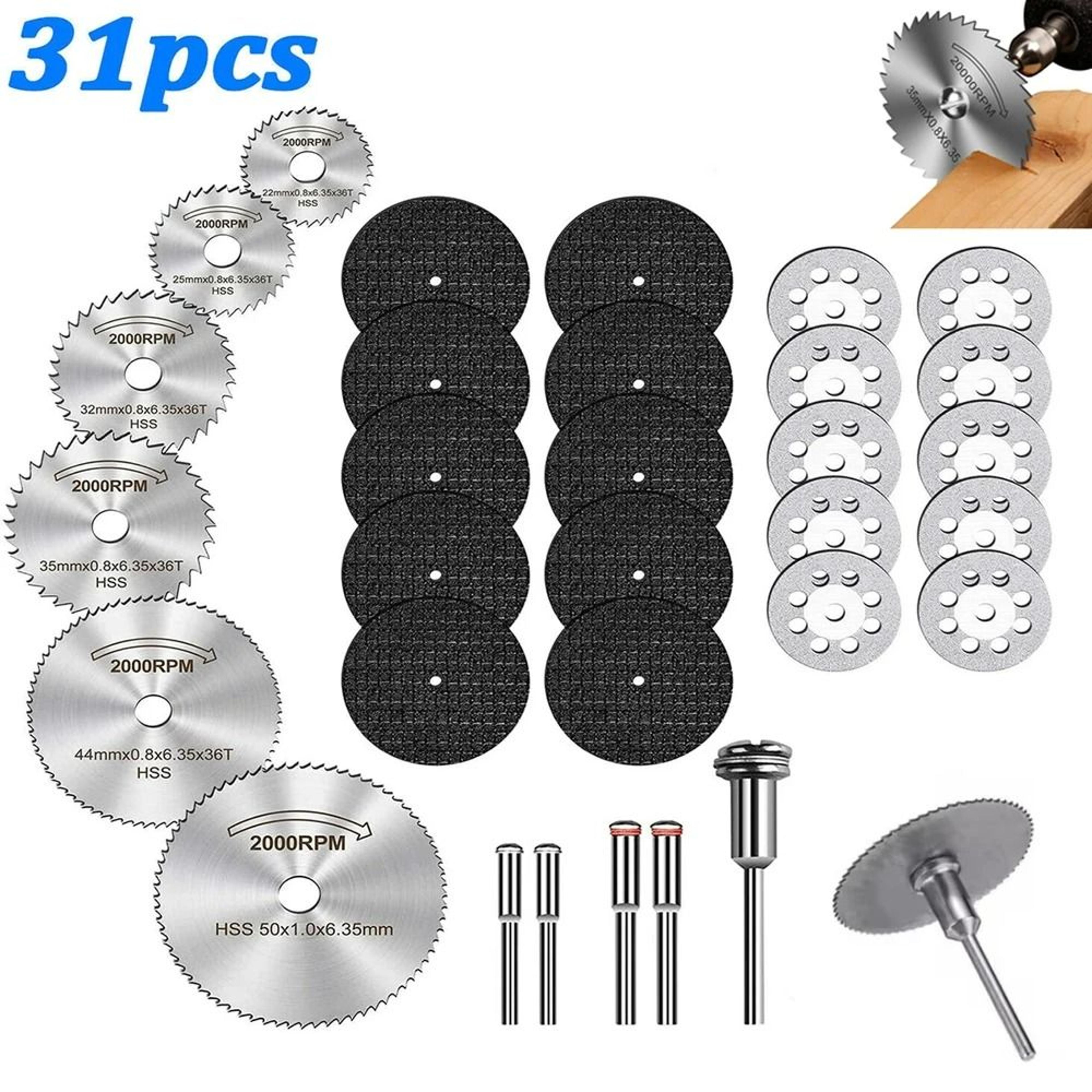 31-piece high-speed steel circular saw & rotary cutting disk combo kit