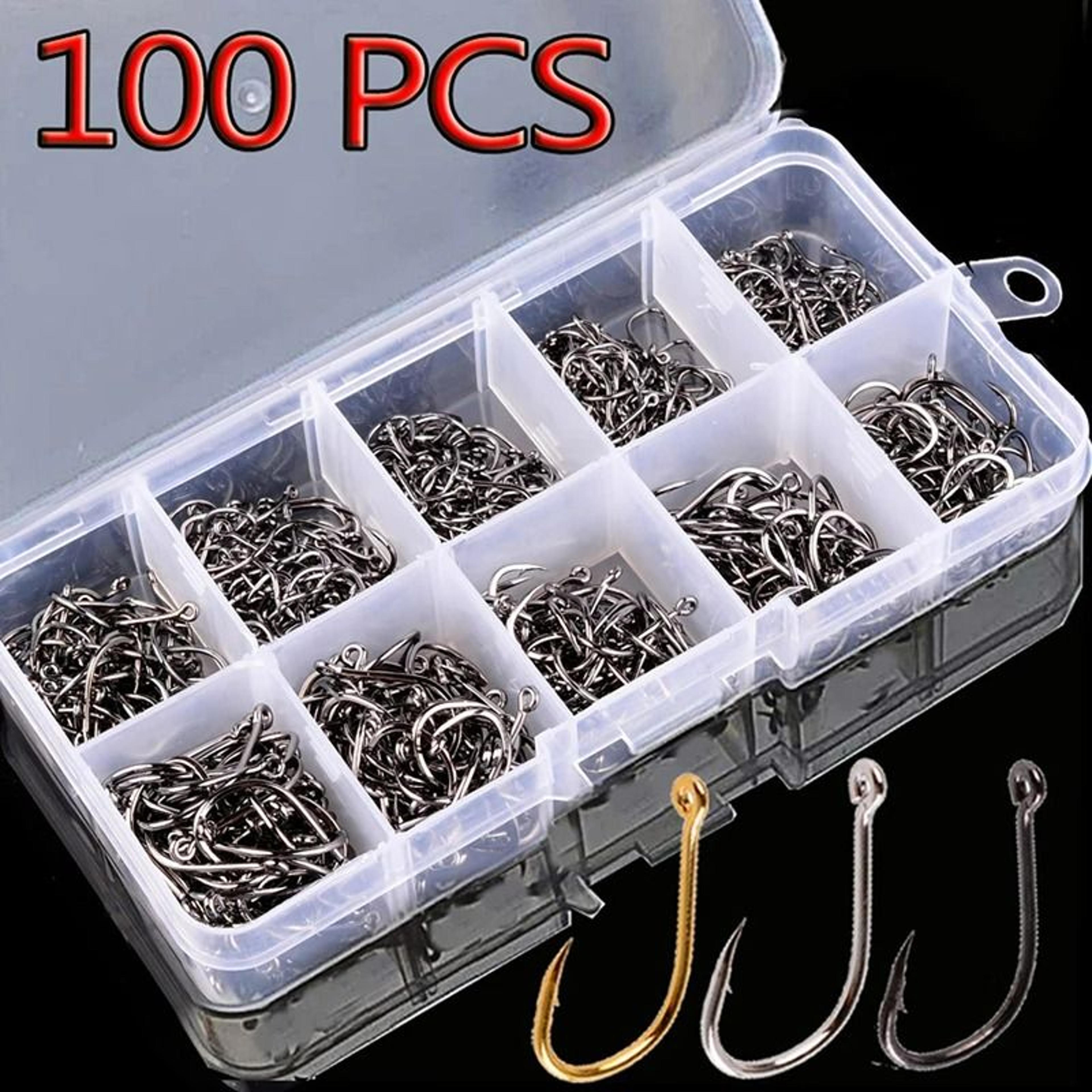 high-carbon steel barbed fishing hooks set (100-piece box)