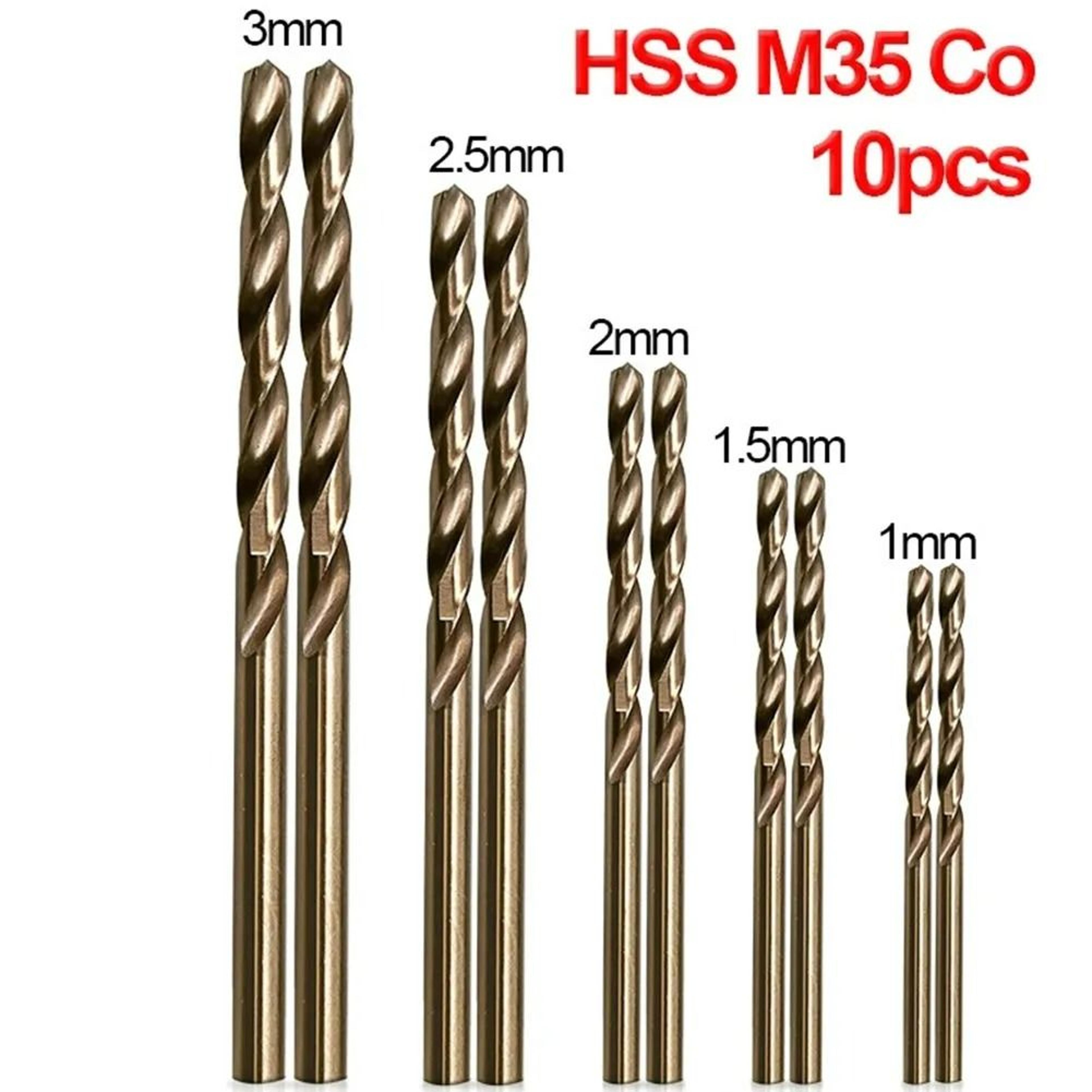 10-piece hss m35 cobalt drill bit set