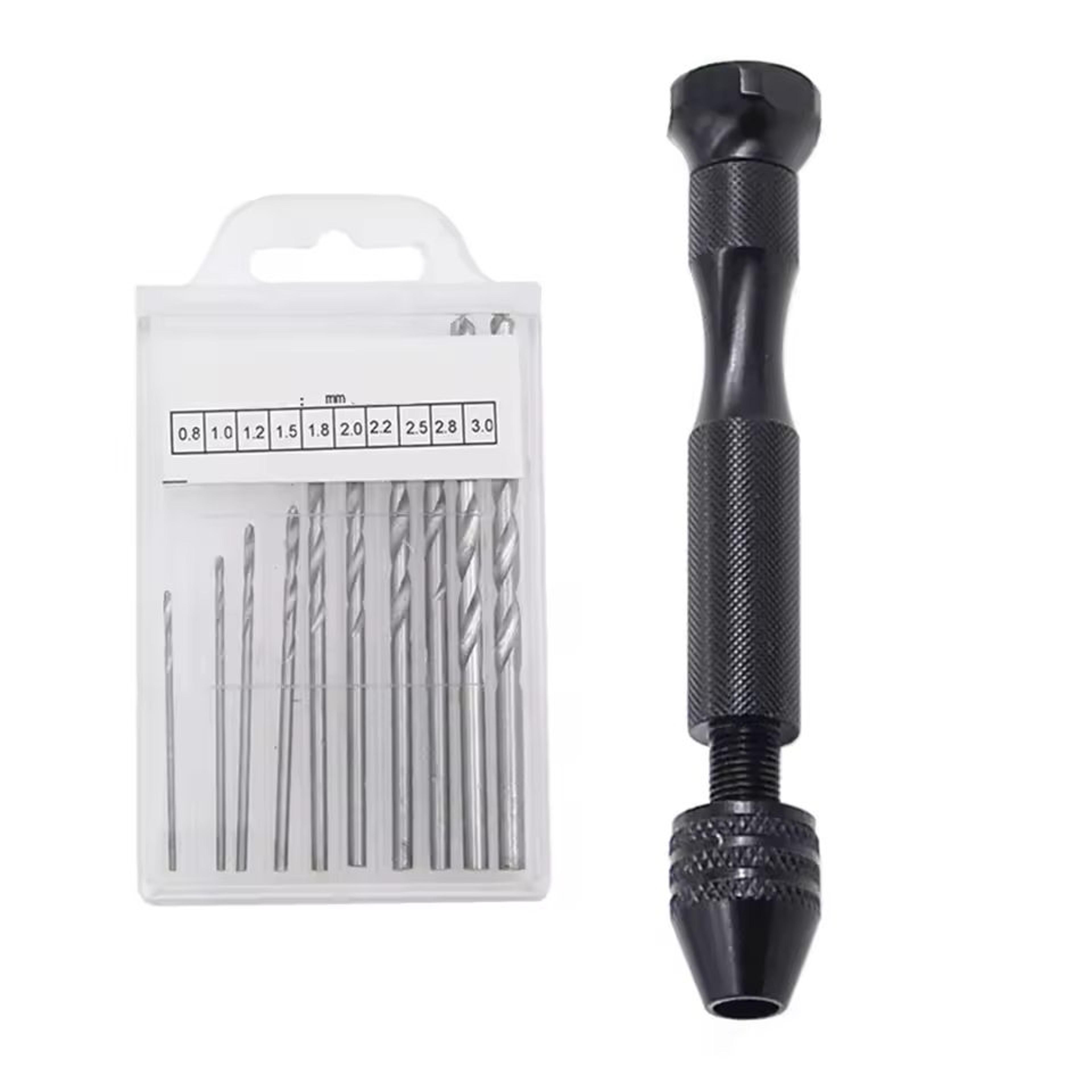 micro precision hand twist drill with hss drill bits (11-piece set)
