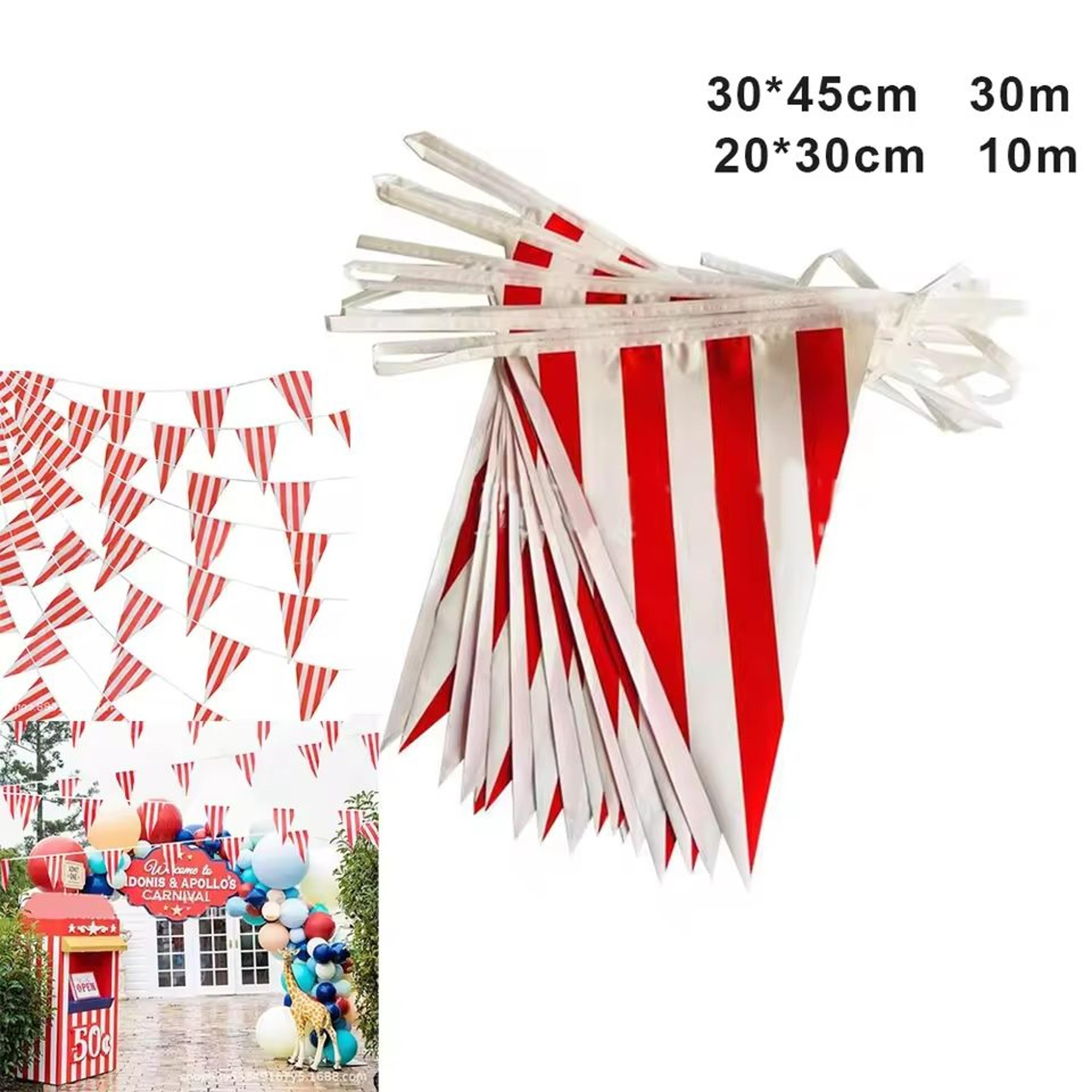 red & white striped carnival pennant triangle bunting