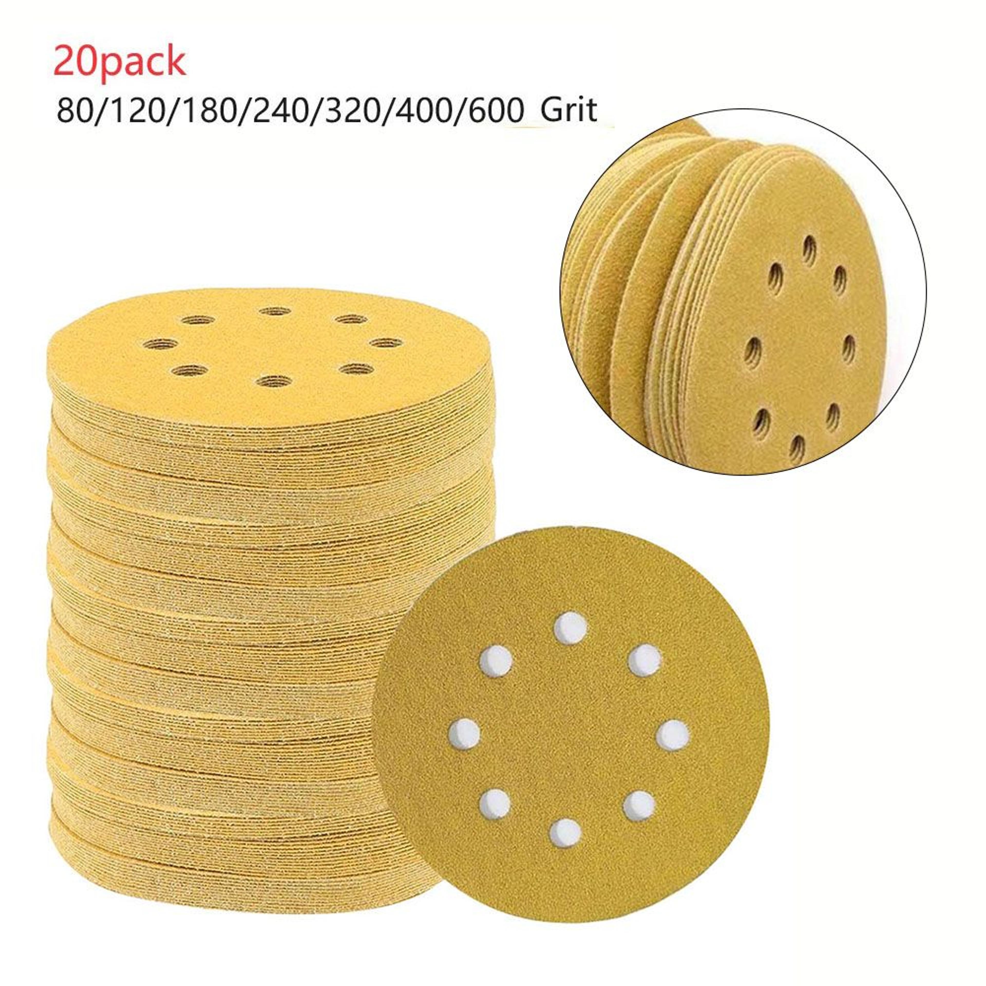 5 in 8-hole hook-and-loop sanding discs (20-piece pack)