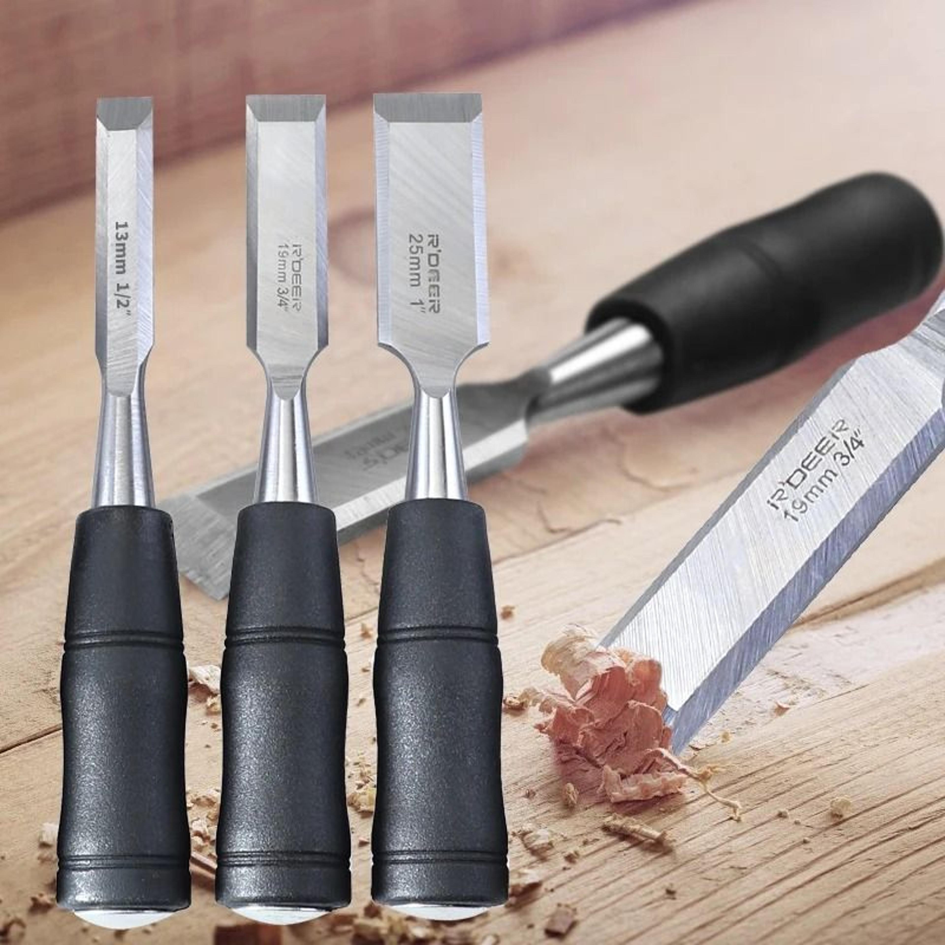 7.5-inch carbon steel wood chisel with strike-cap hammer end