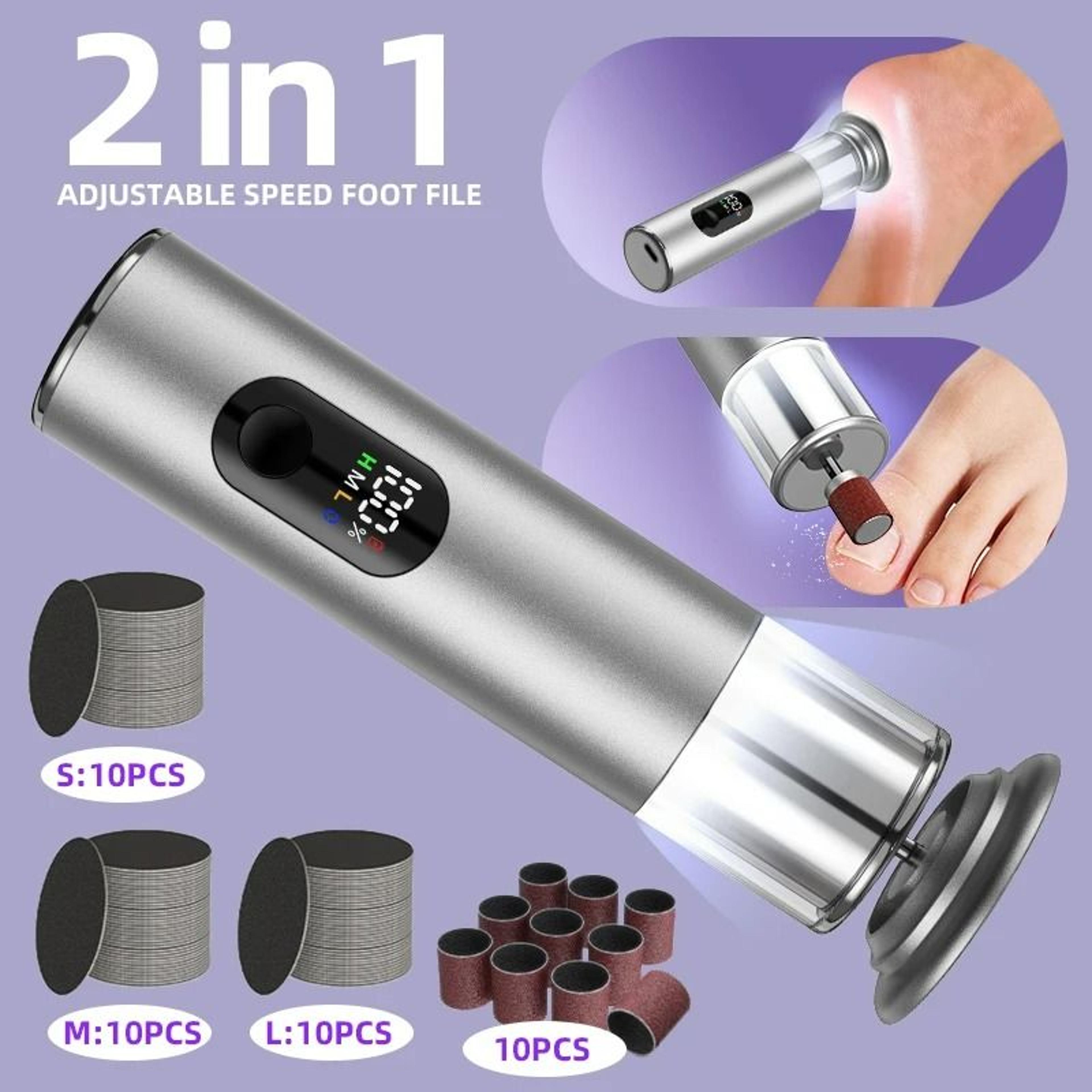 electric foot callus remover (with auxiliary lighting & 30-piece disc set)