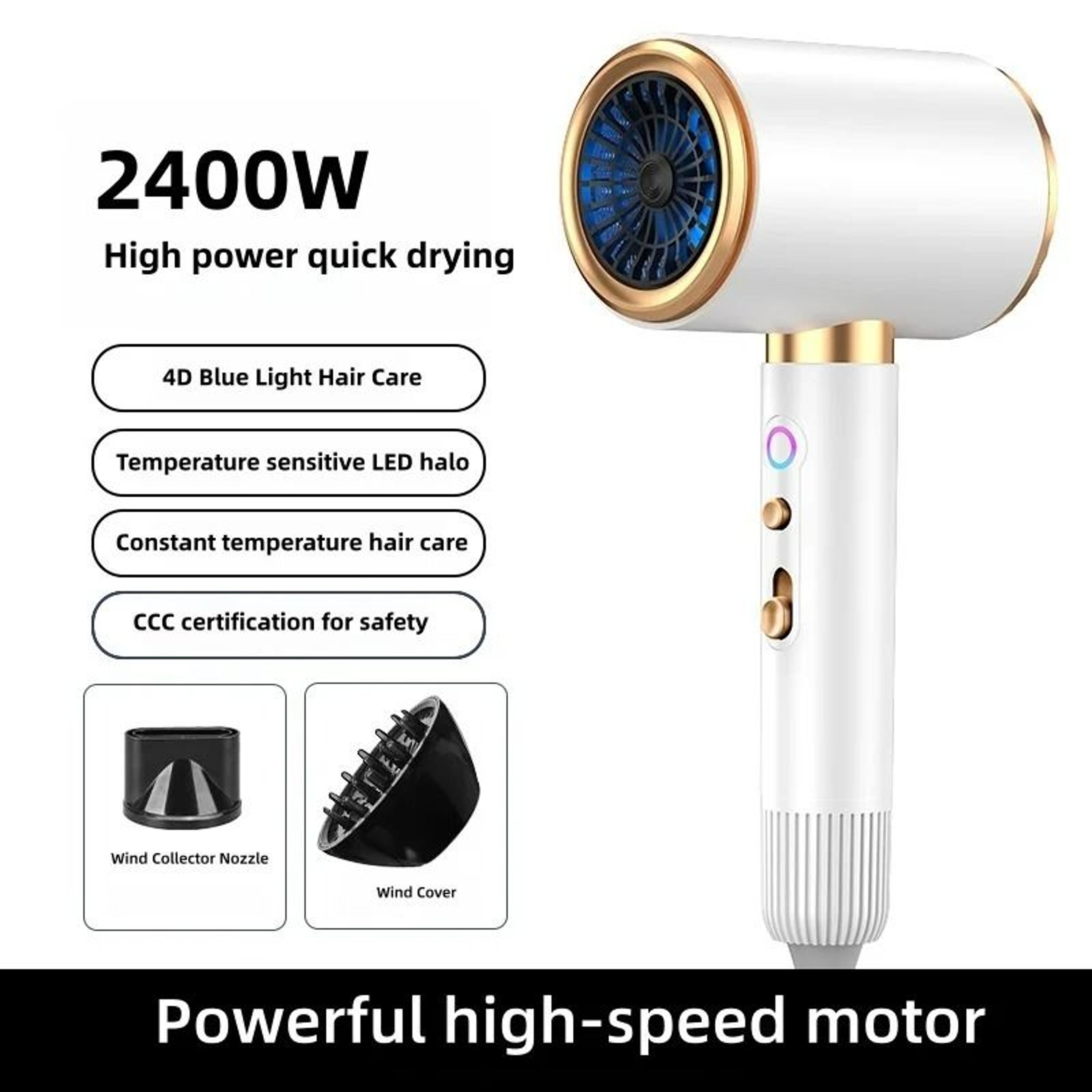 2400w blue negative ion hair dryer