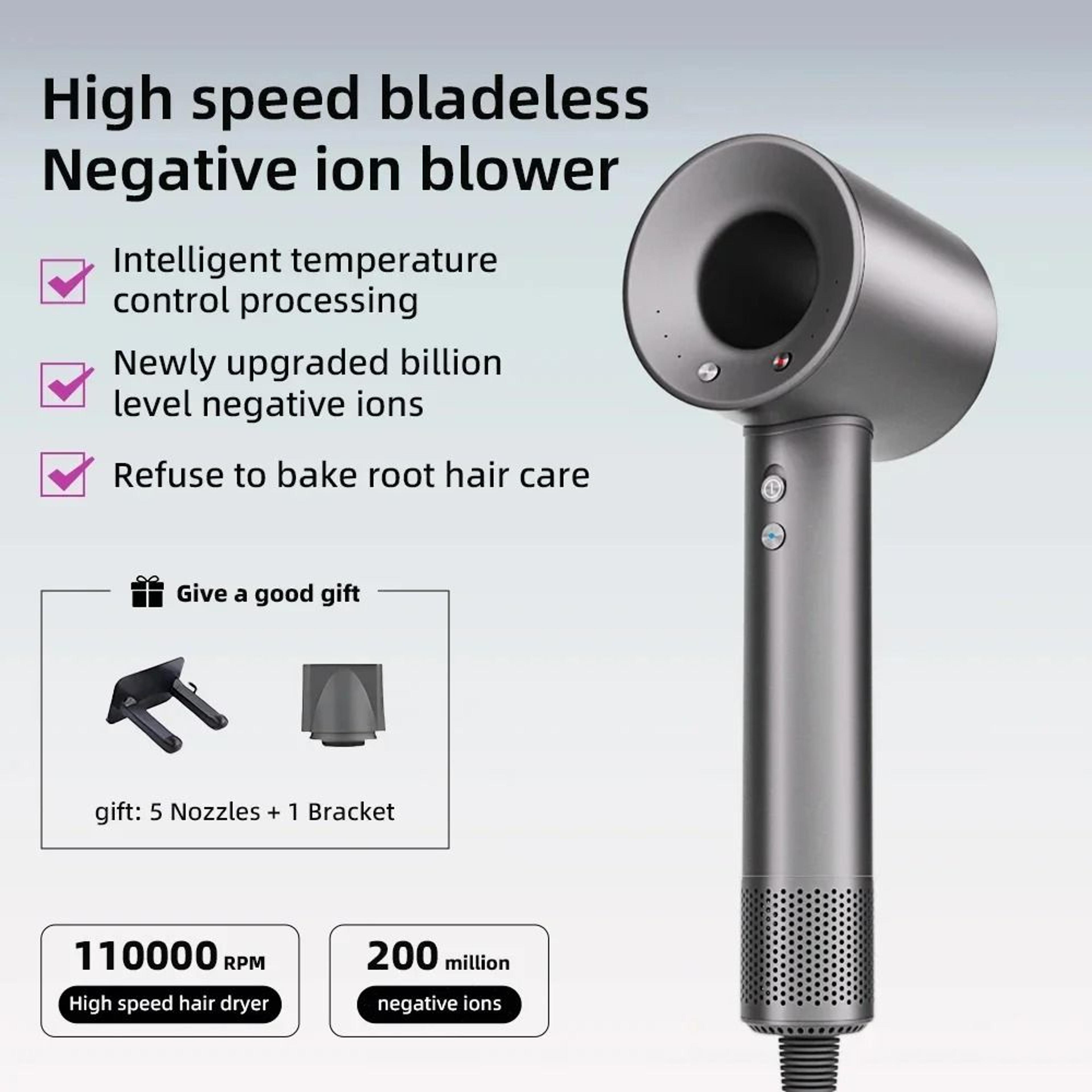 leafless negative ion portable hair dryer