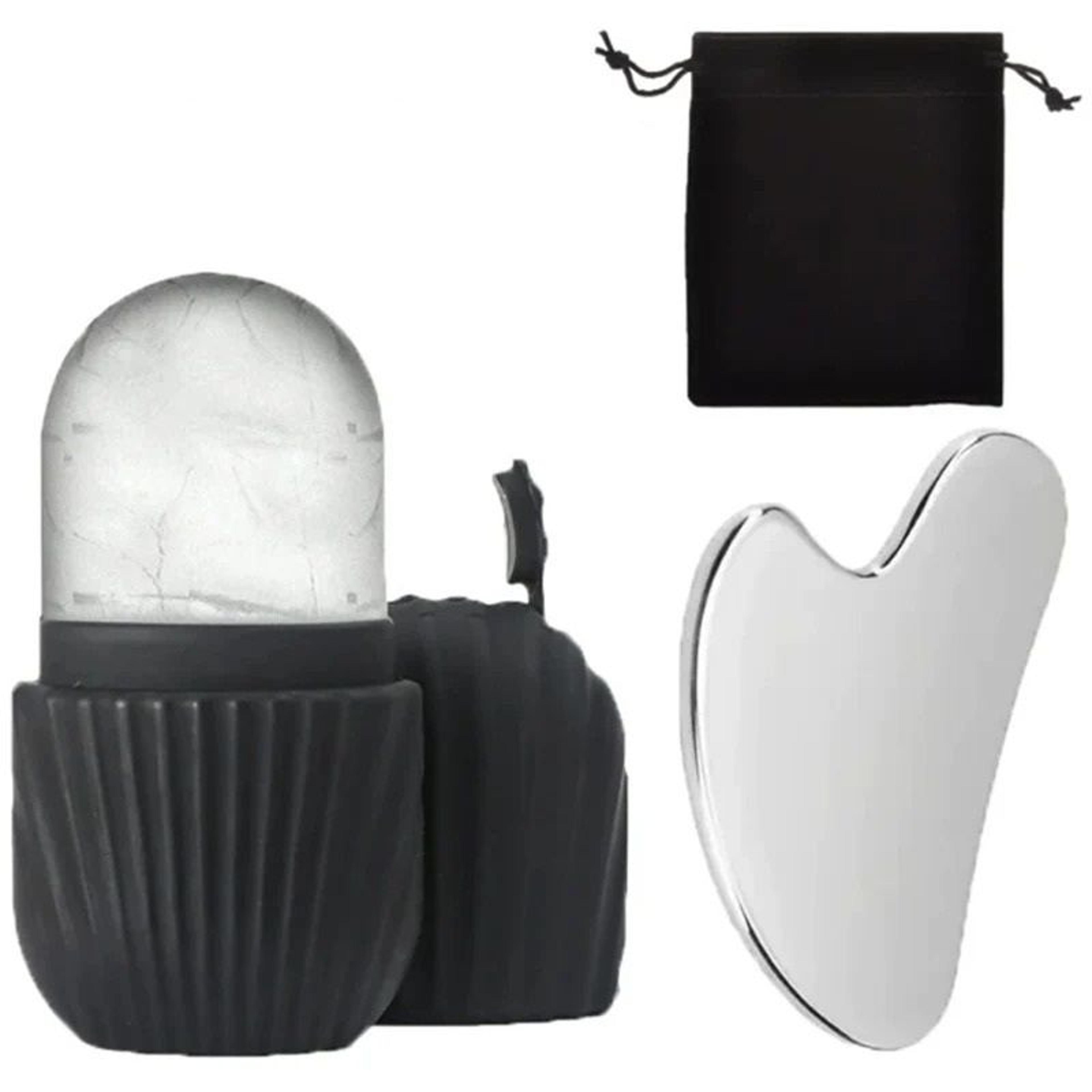 3-piece stainless steel ice roller & gua sha beauty set
