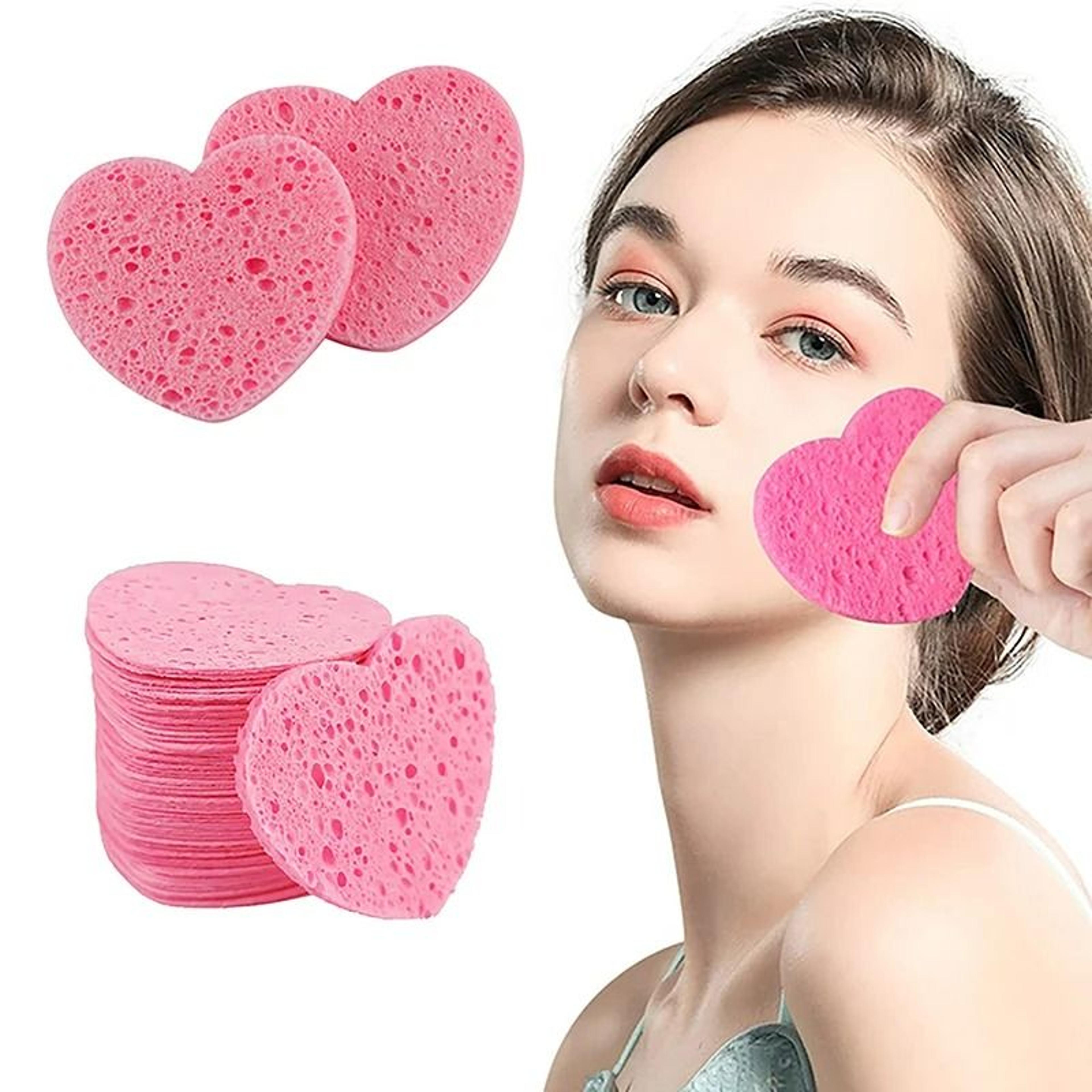 heart-shaped compressed natural wood pulp cellulose facial sponges
