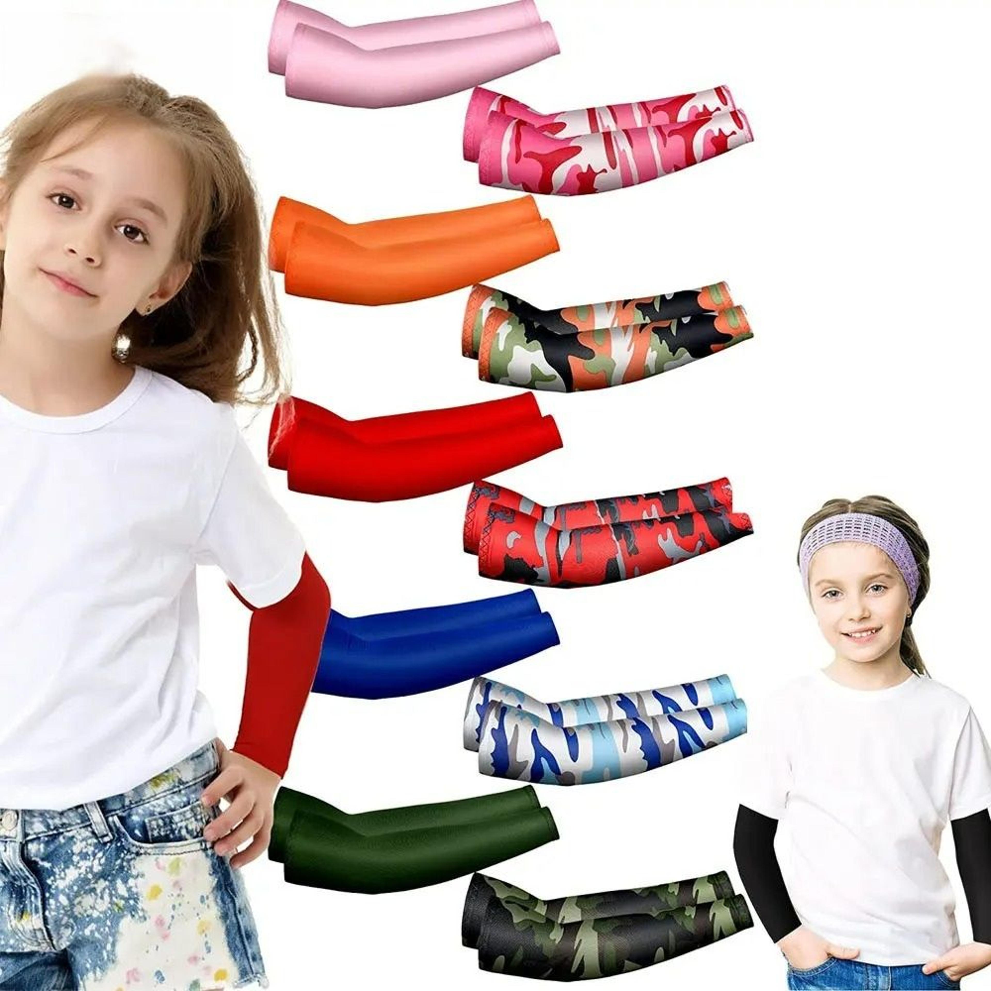 1 pair kids' cooling ice silk uv protection arm sleeves (boys & girls)