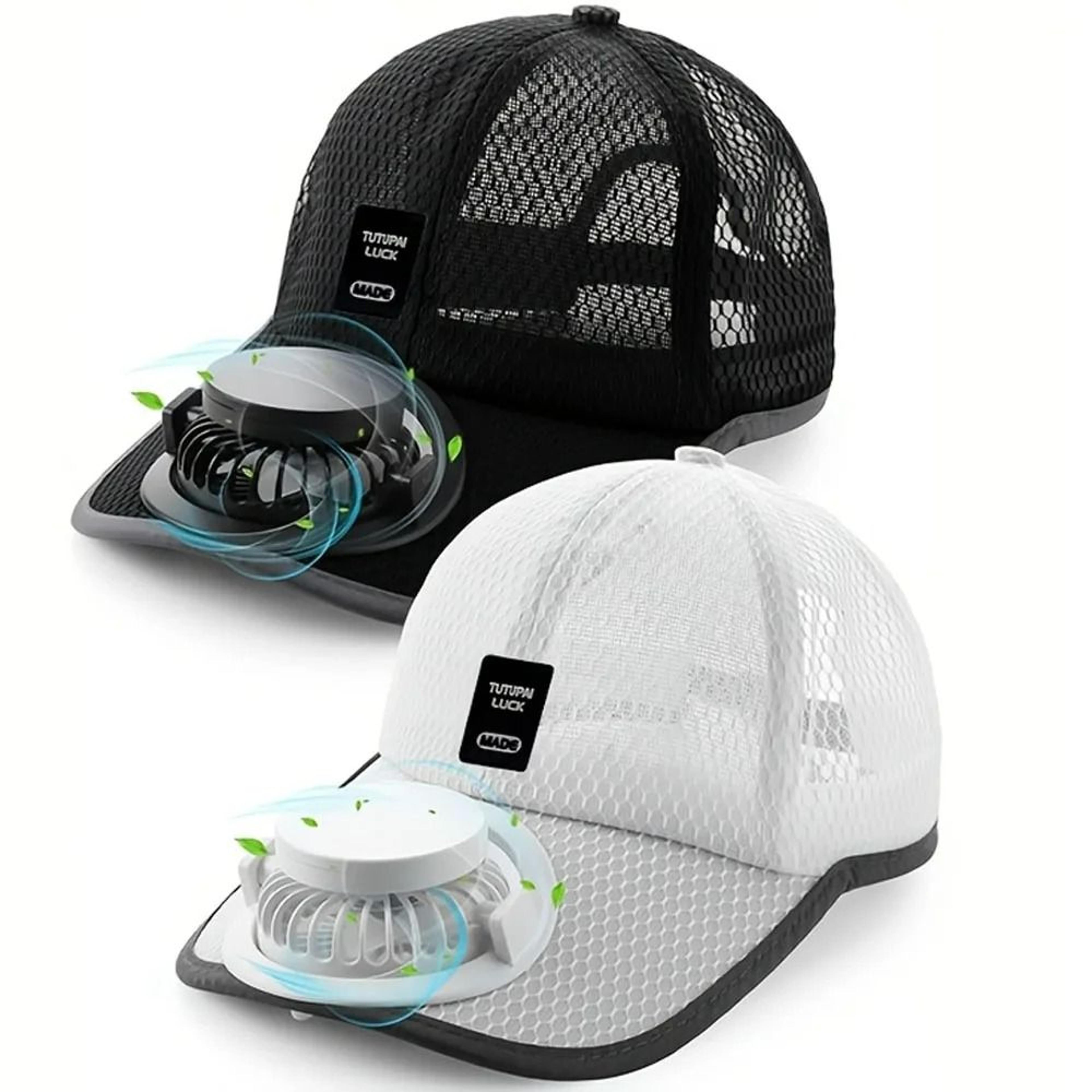 breathable outdoor sunhat with integrated dual-powered cooling fan